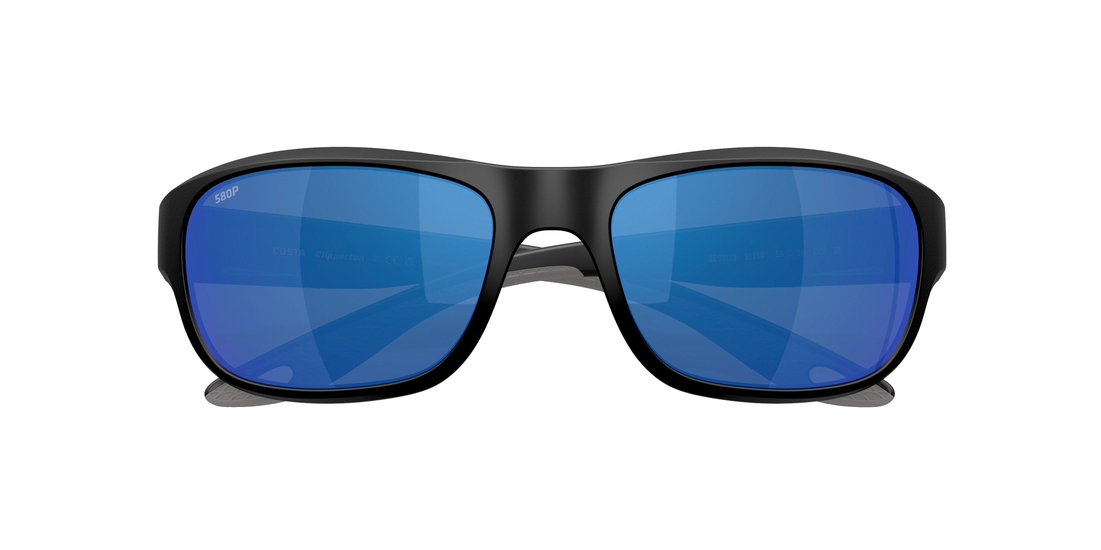 Costa Del Mar Clipperton Blue Mirror 580P Polarized Sunglasses - Matte Black - BLACK/BLUE Thumbnail View 7