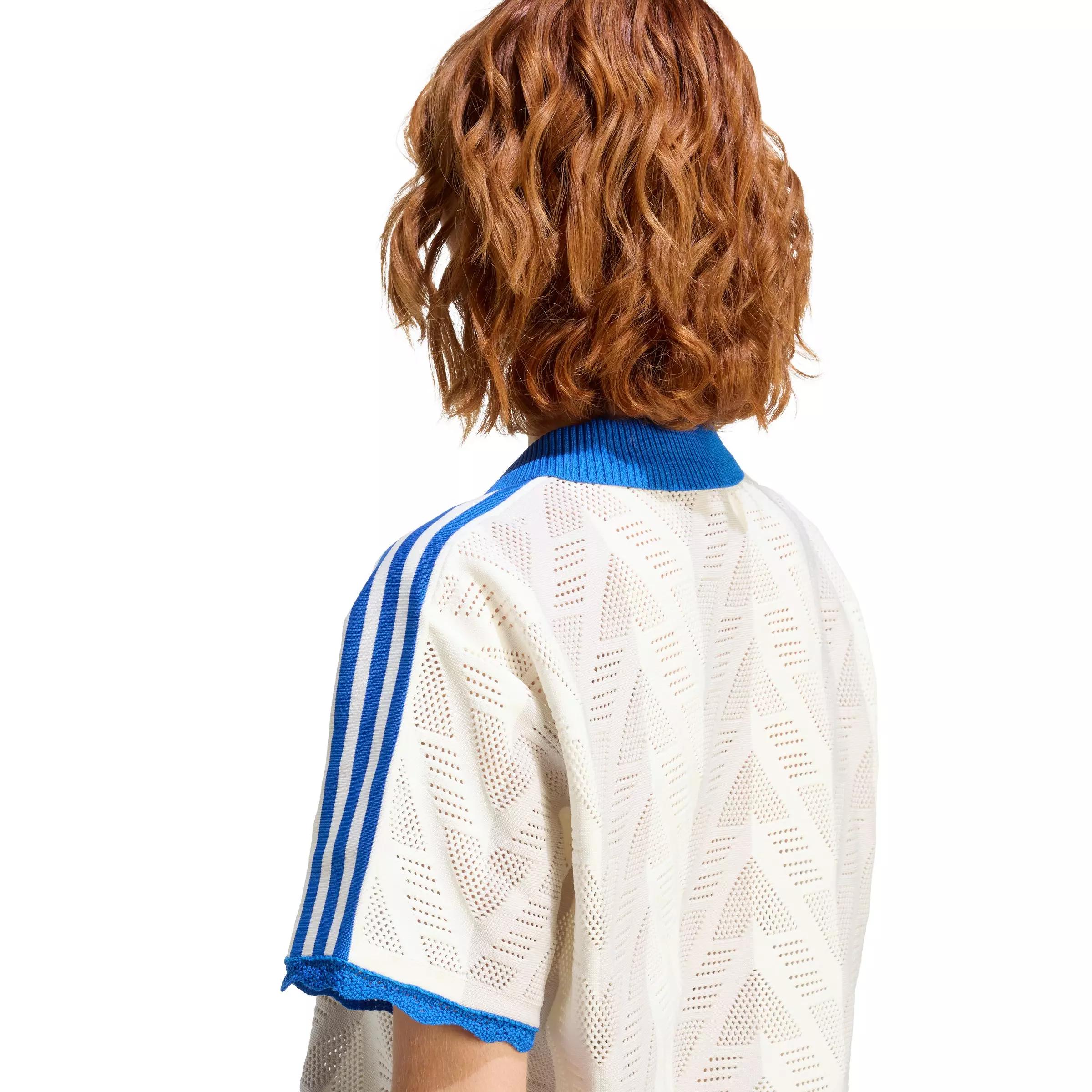 adidas Originals Women's Short-Sleeve Polo Tee - Off-White/Blue - OFF-WHITE/BLUE