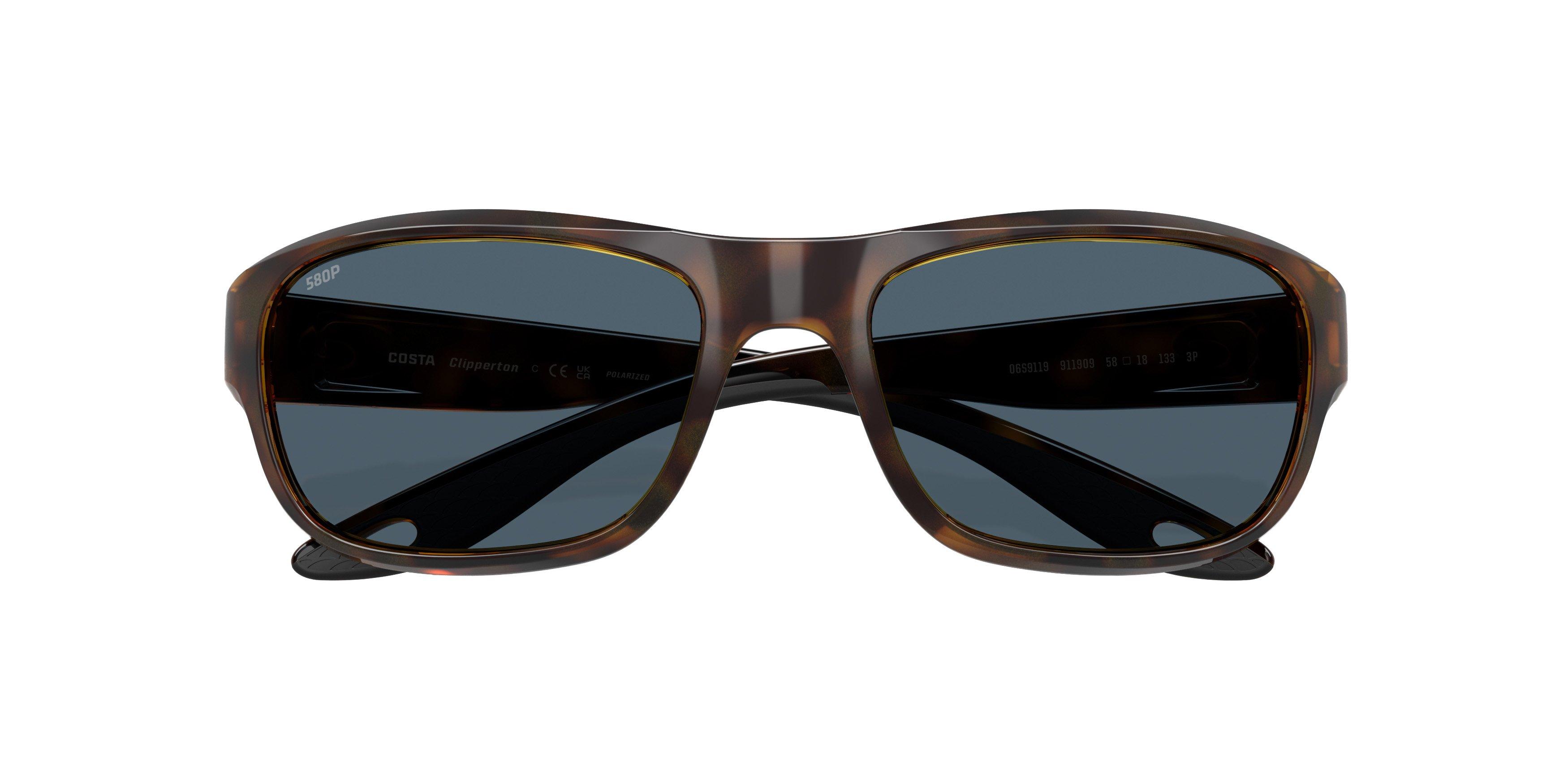 Costa Del Mar Clipperton Grey 580P Polarized Sunglasses - Tortoise - BROWN/GREY Thumbnail View 7