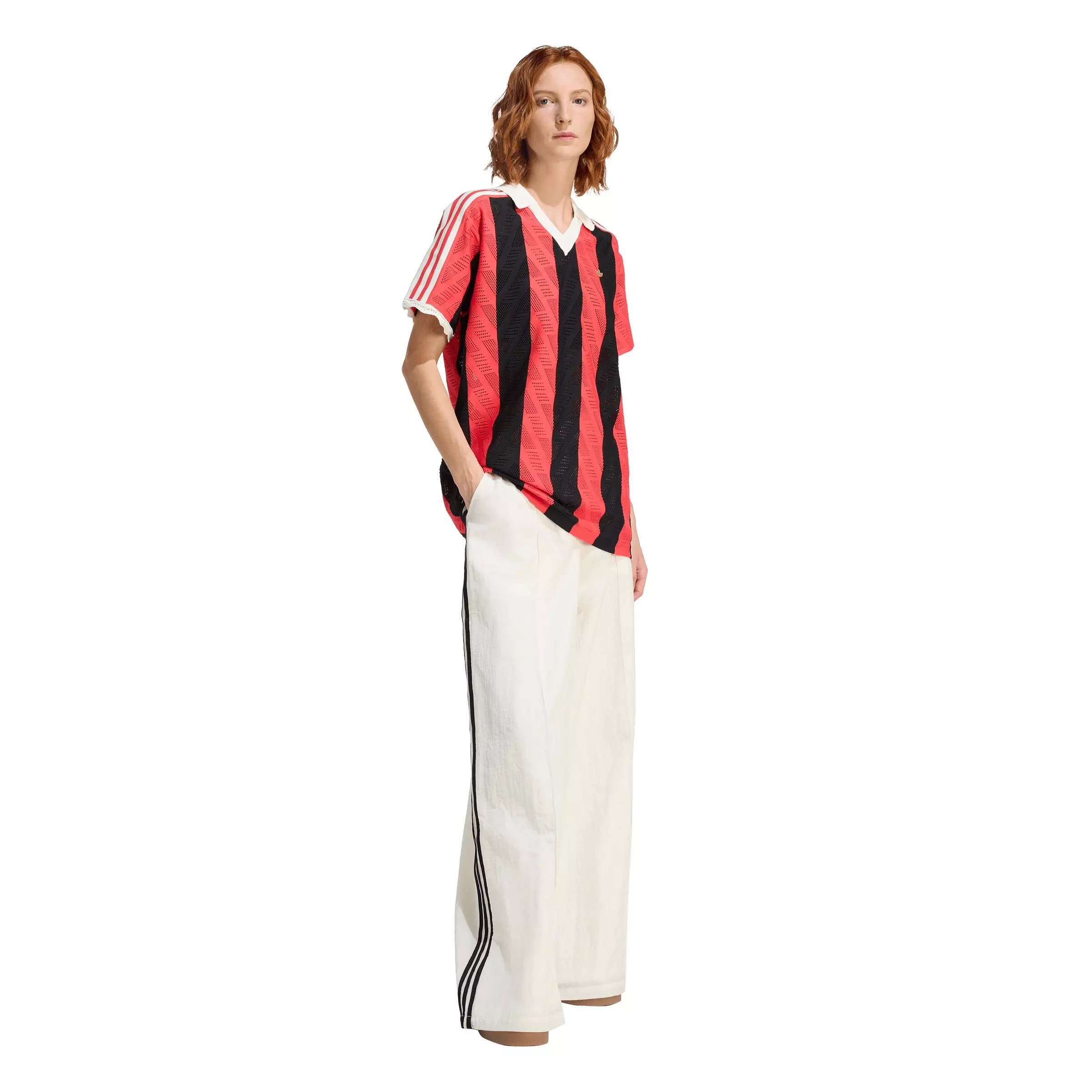 adidas Originals Women's Short-Sleeve Polo Tee - Red/Black - RED/BLACK