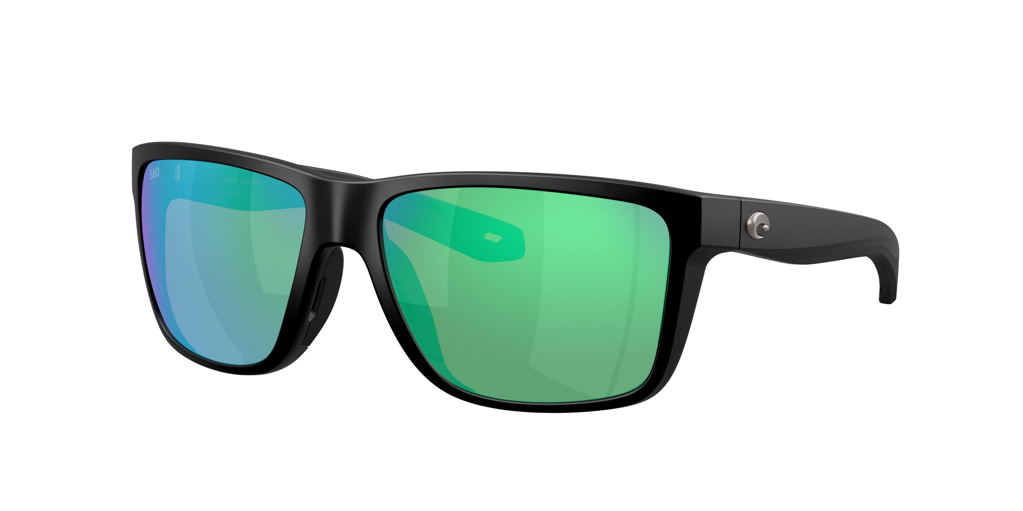 Costa Del Mar Broadbill II Green Mirror 580G Polarized Sunglasses - Matte Black - BLACK/GREEN Thumbnail View 1