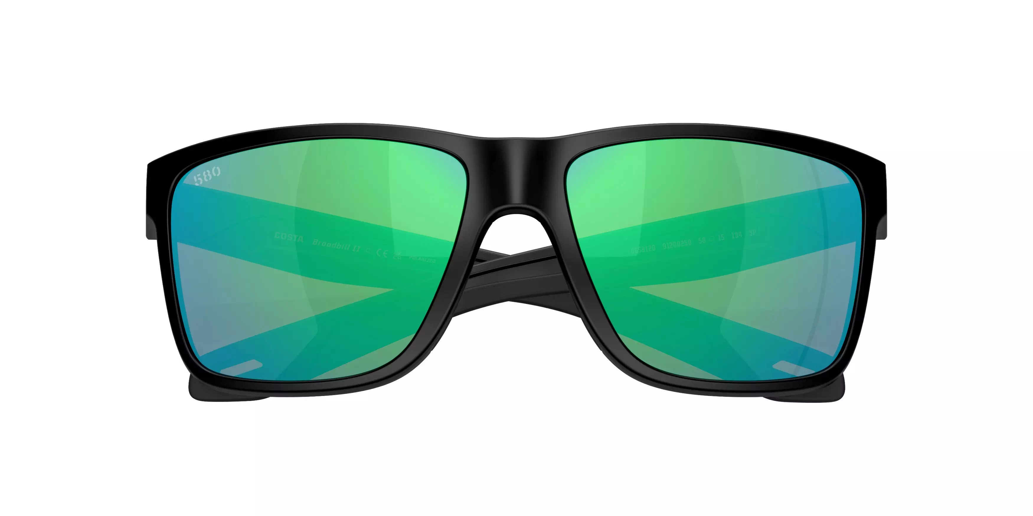 Costa Del Mar Broadbill II Green Mirror 580G Polarized Sunglasses - Matte Black - BLACK/GREEN