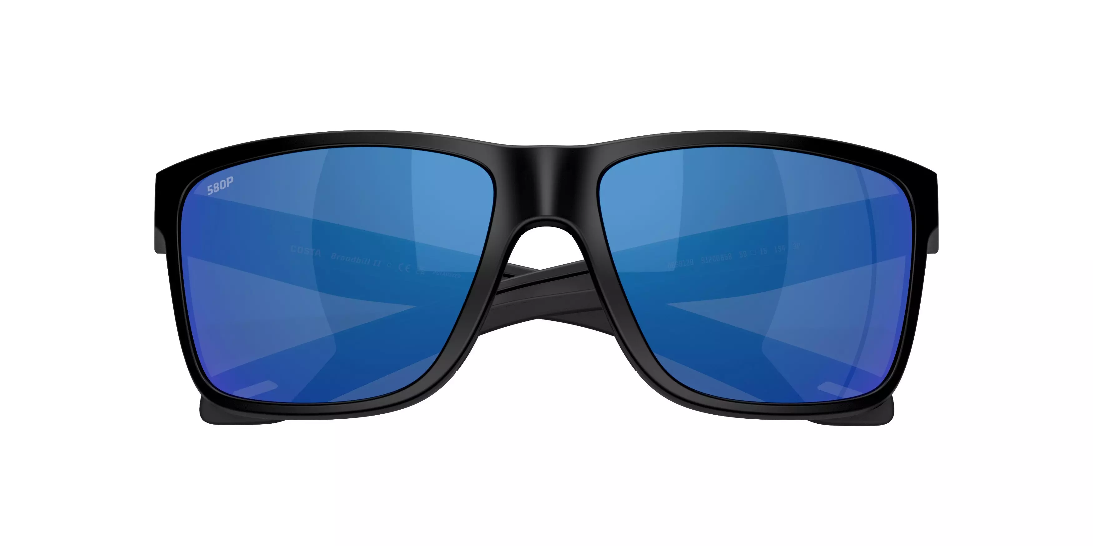 Costa Del Mar Broadbill II Blue Mirror 580P Polarized Sunglasses - Matte Black - BLACK/BLUE