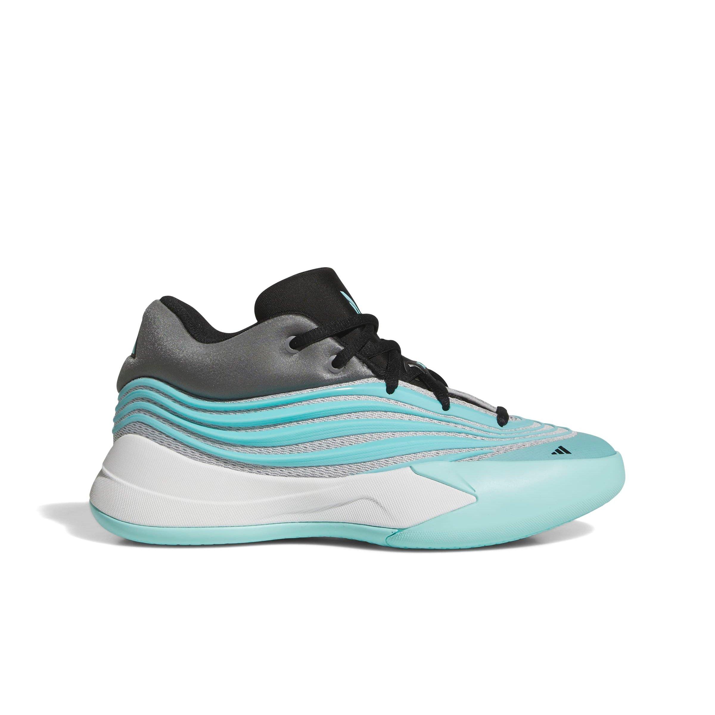 adidas Dame X "Flash Aqua/Core Black/Grey Two" Grade School Boys' Basketball Shoe - AQUA/BLACK/GREY Thumbnail View 1