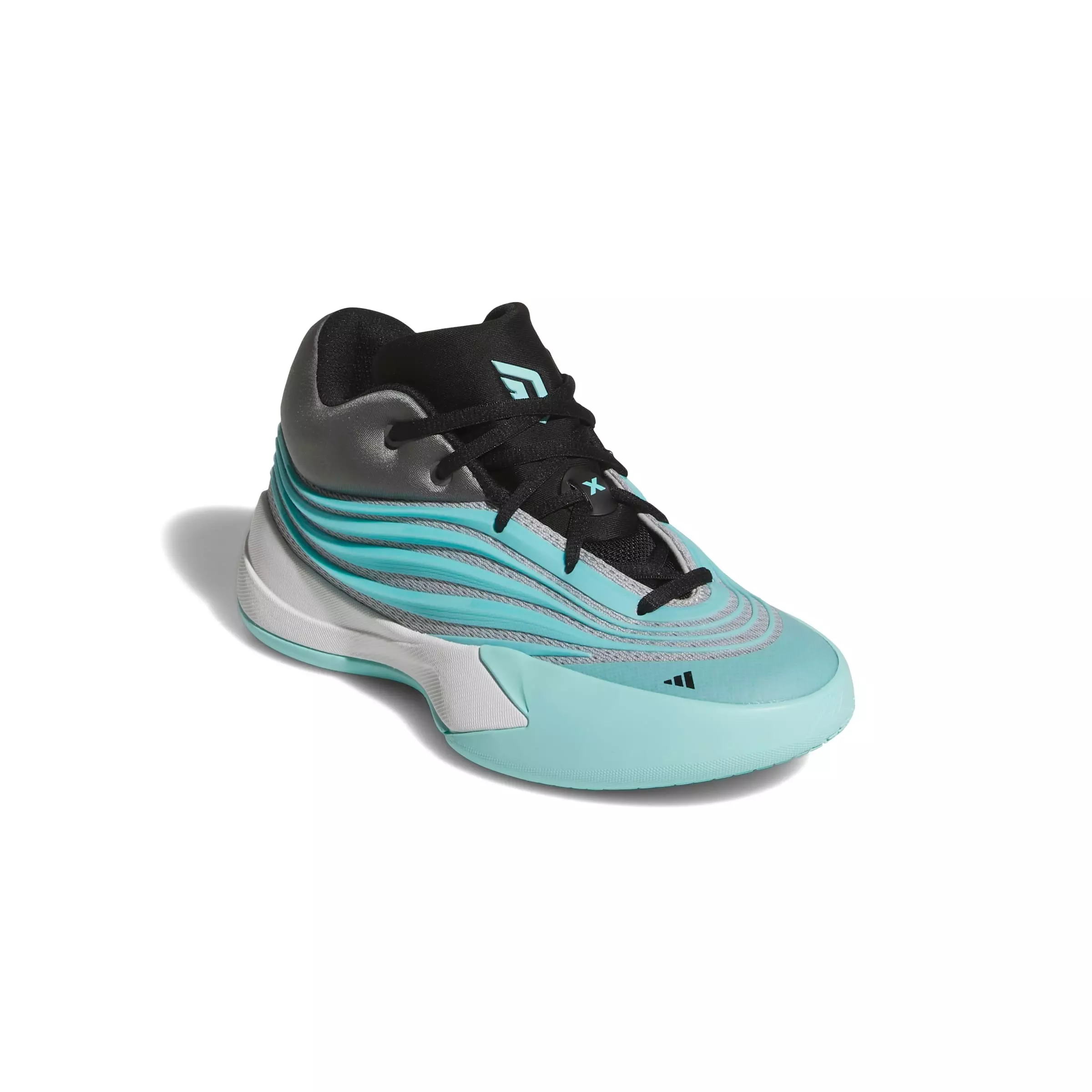 adidas Dame X "Flash Aqua/Core Black/Grey Two" Grade School Boys' Basketball Shoe - AQUA/BLACK/GREY