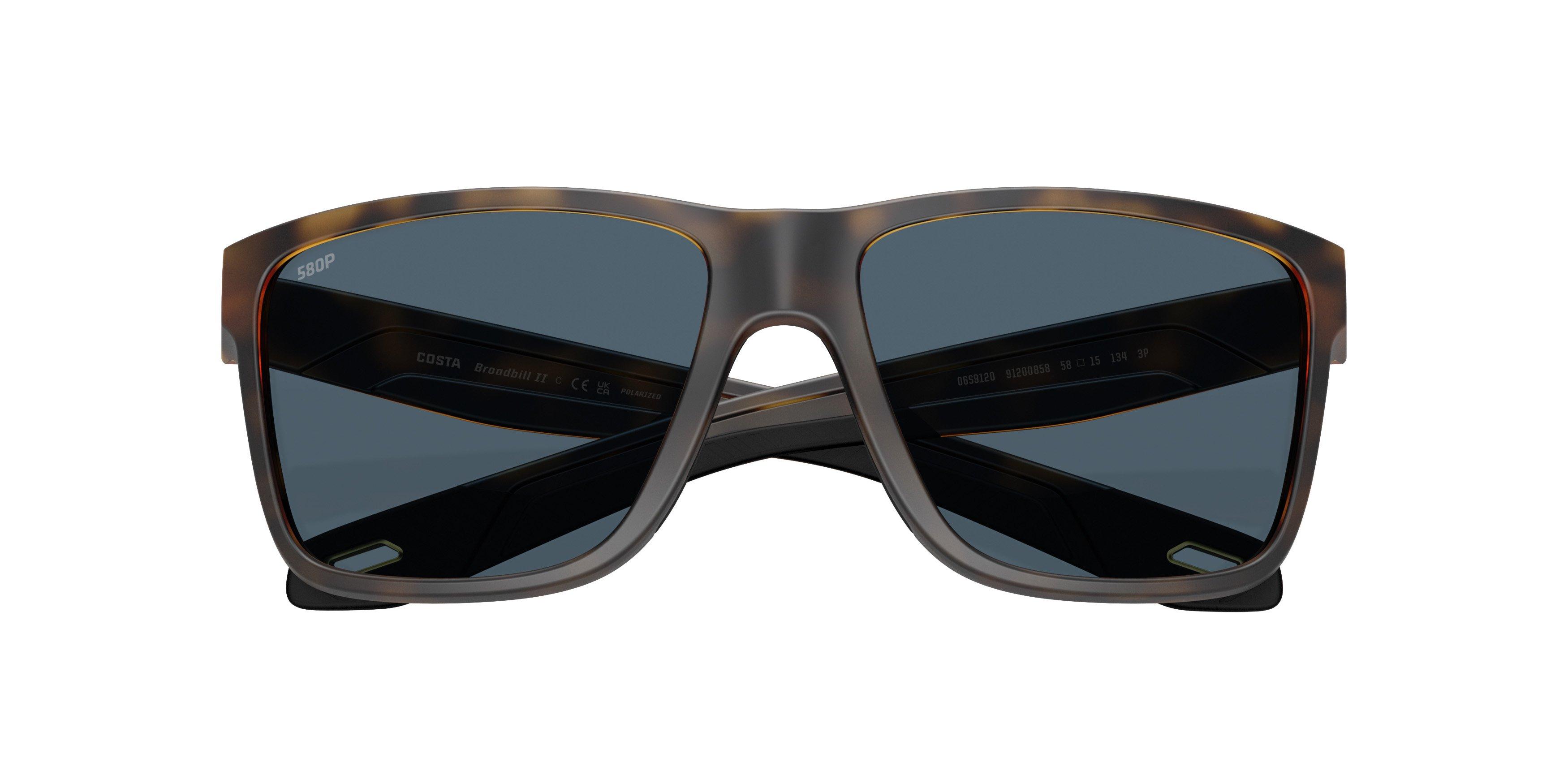 Costa Del Mar Broadbill II Grey 580P Polarized Sunglasses - Matte Tortoise - BROWN/GREY Thumbnail View 7