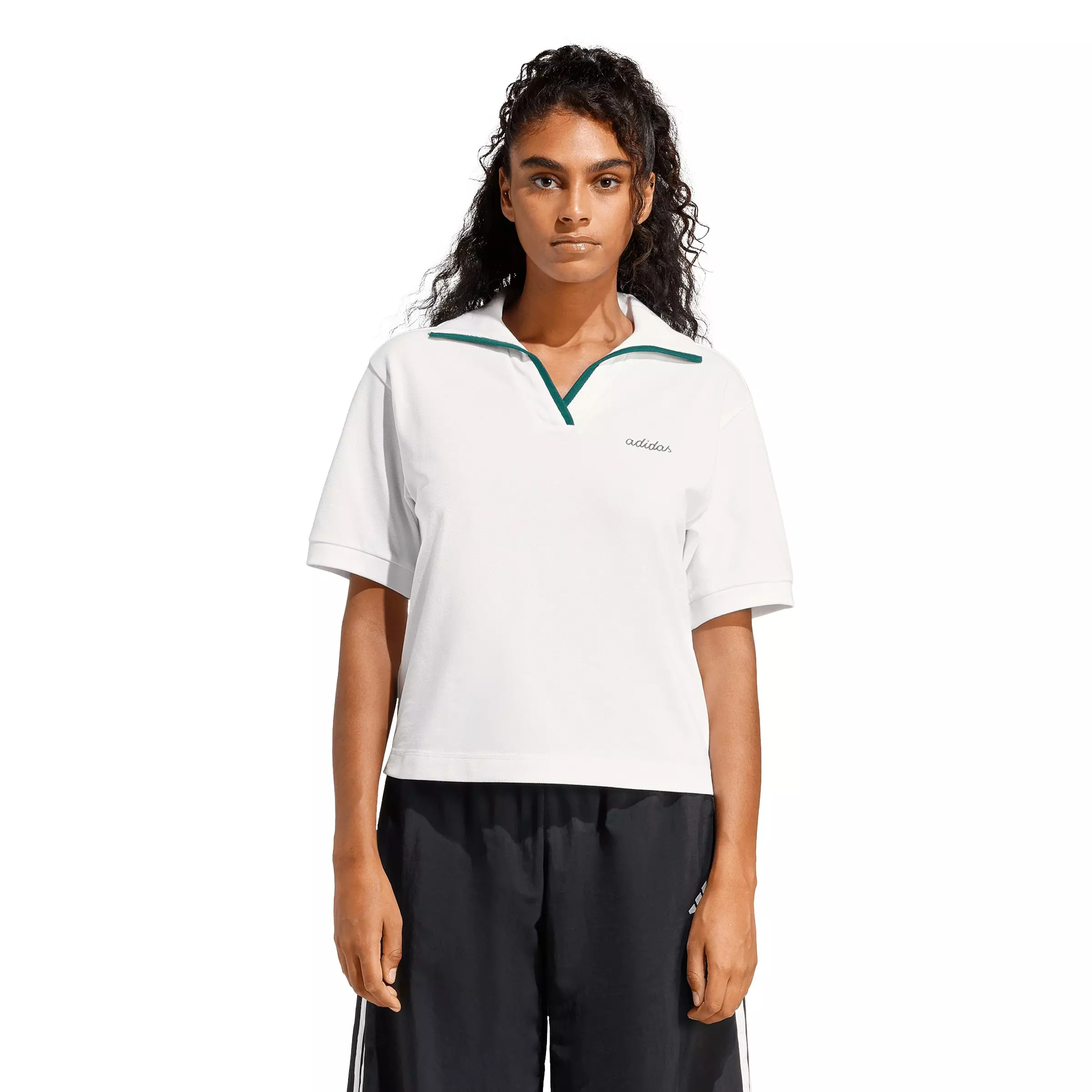 adidas Women's Seasonal Essentials Colorpop Polo with Embroidered Graphic - White - WHITE