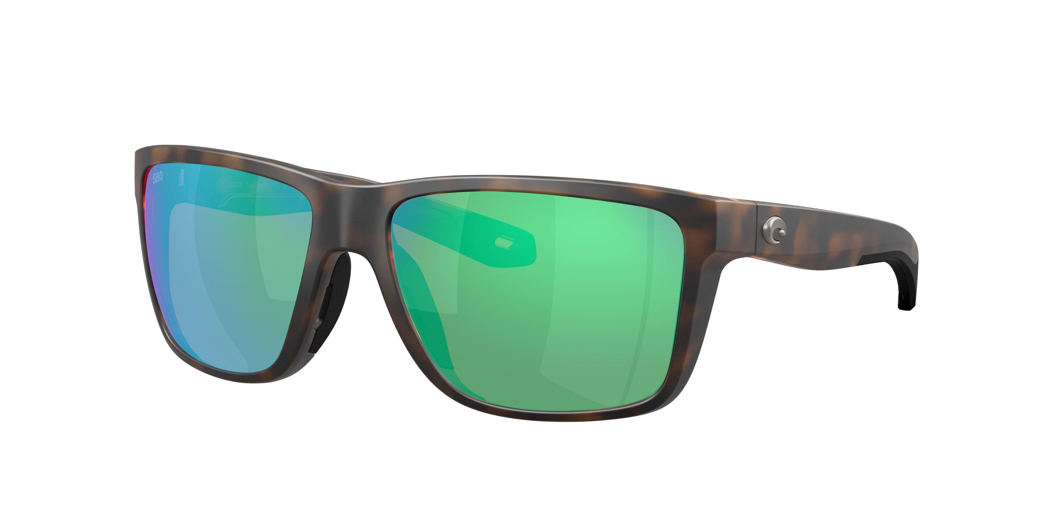 Costa Del Mar Broadbill II Green Mirror 580G Polarized Sunglasses - Matte Tortoise - BROWN/GREEN Thumbnail View 1
