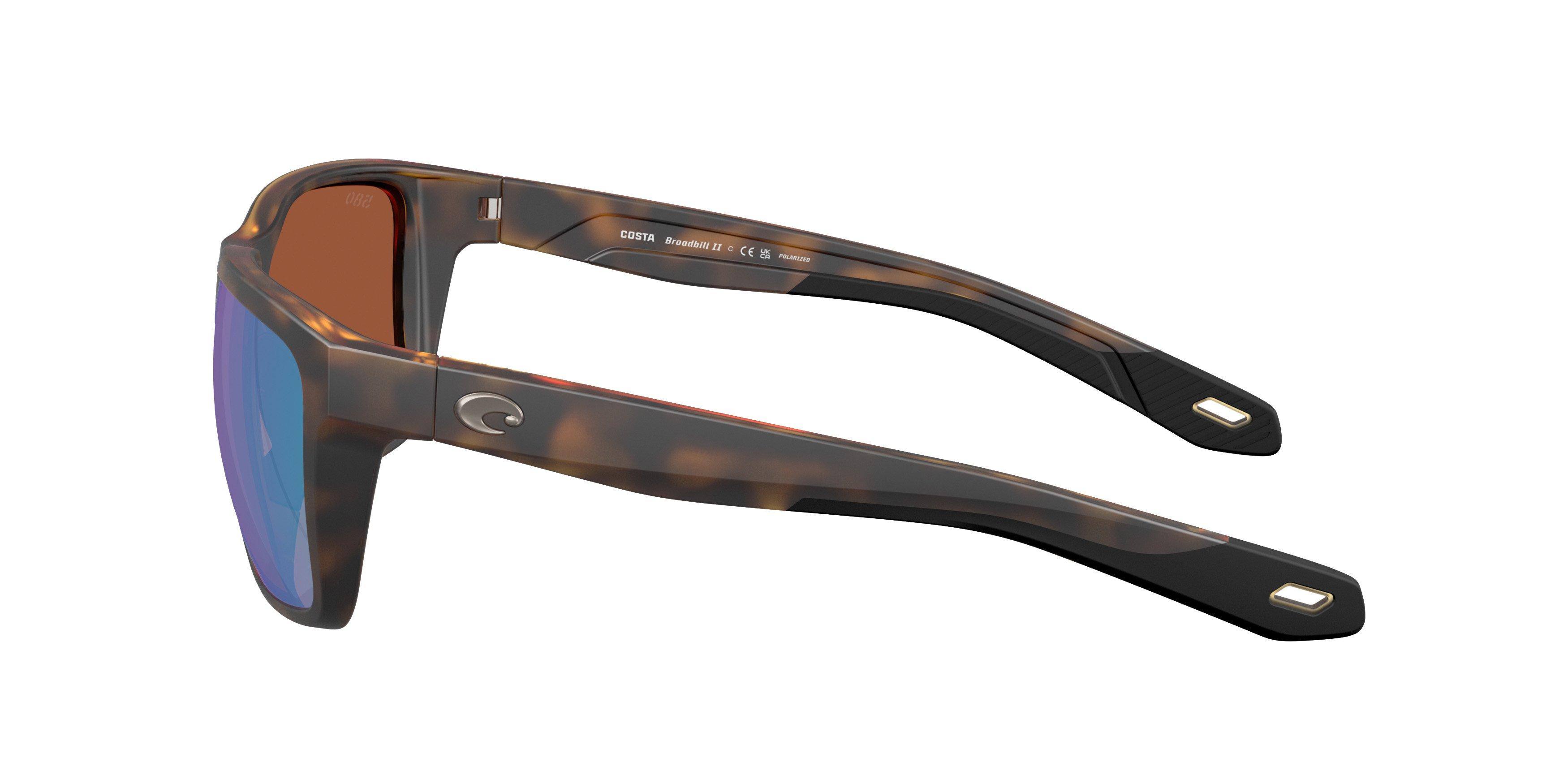 Costa Del Mar Broadbill II Green Mirror 580G Polarized Sunglasses - Matte Tortoise - BROWN/GREEN Thumbnail View 4
