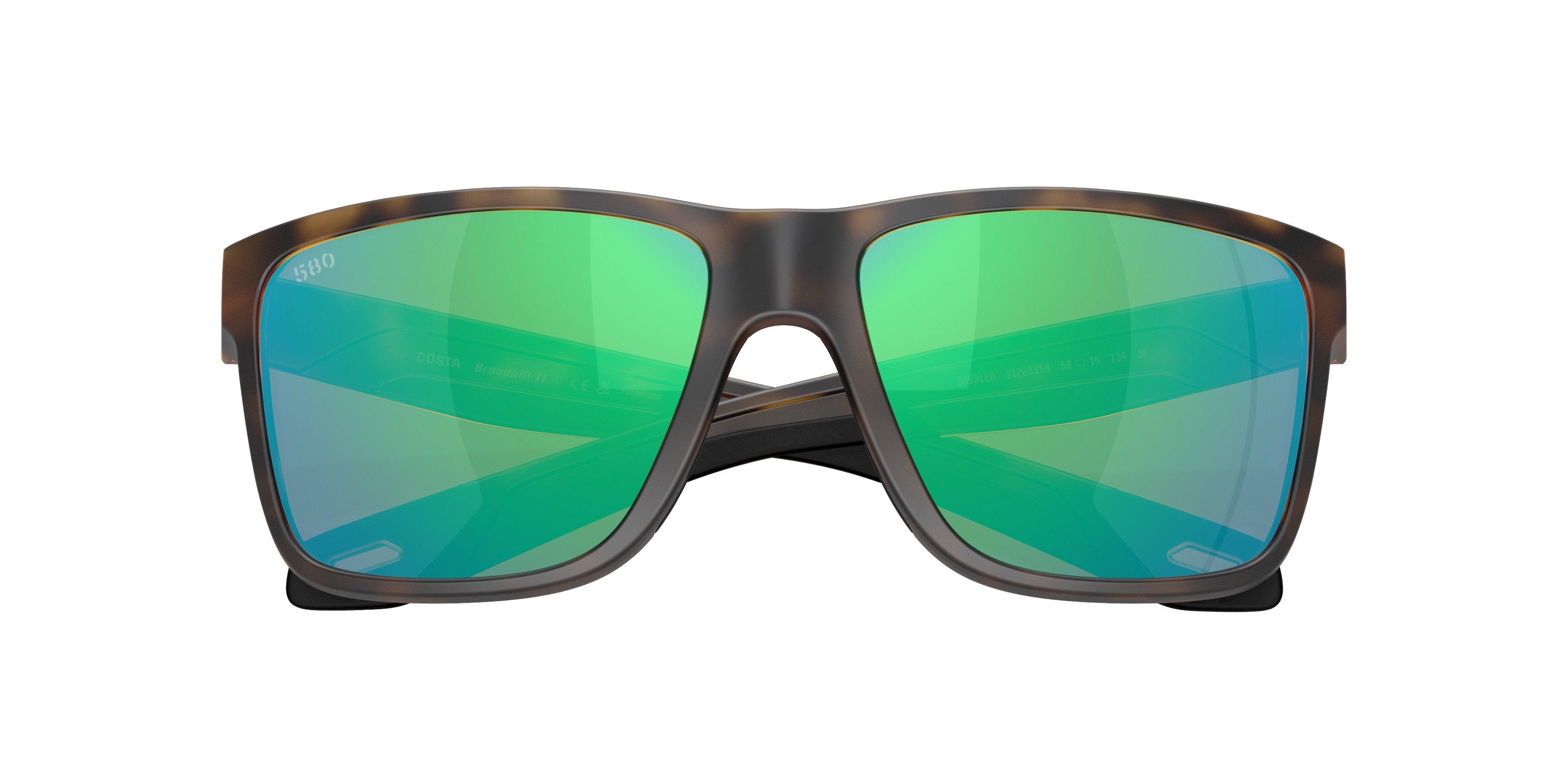 Costa Del Mar Broadbill II Green Mirror 580G Polarized Sunglasses - Matte Tortoise - BROWN/GREEN Thumbnail View 7