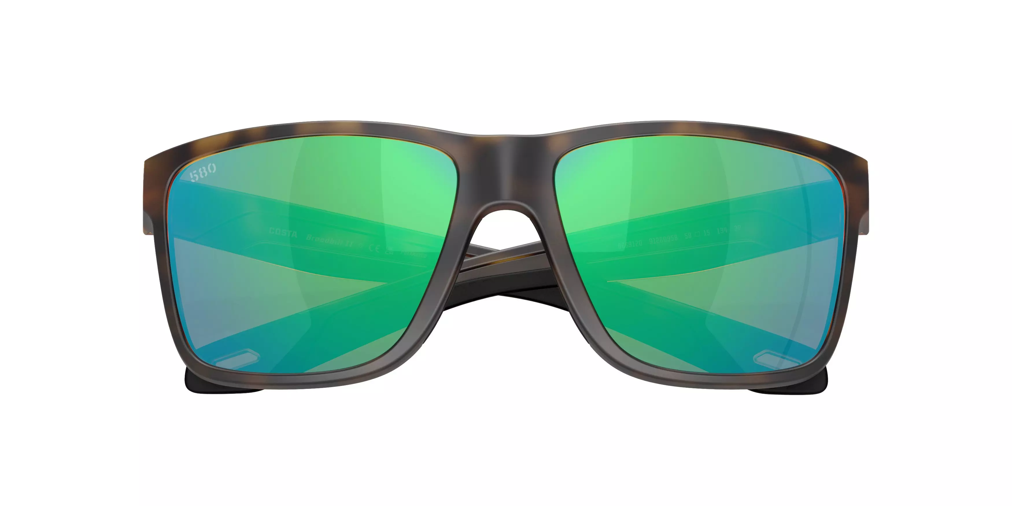 Costa Del Mar Broadbill II Green Mirror 580G Polarized Sunglasses - Matte Tortoise - BROWN/GREEN