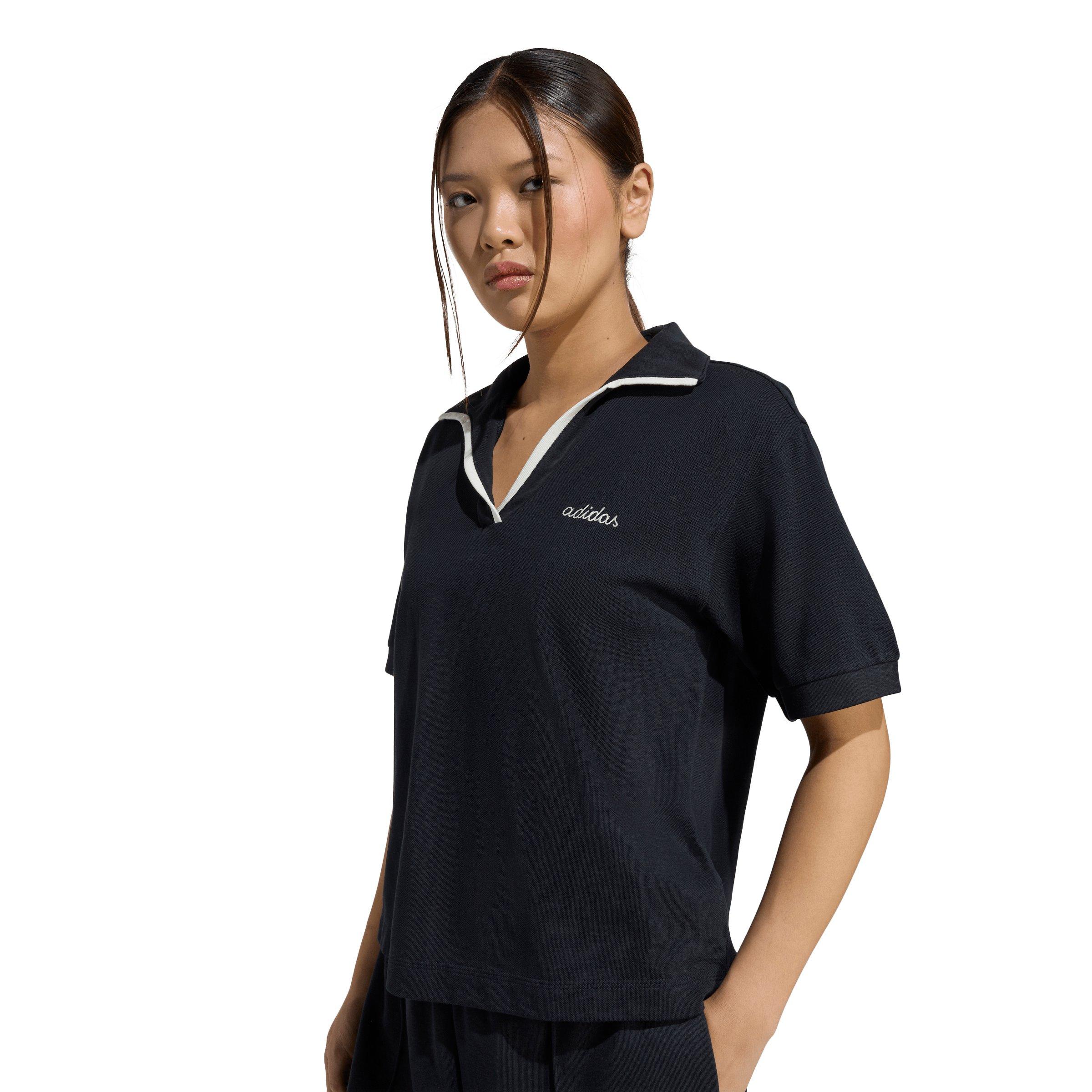 adidas Women's Seasonal Essentials Colorpop Polo with Embroidered Graphic - Black - BLACK Thumbnail View 3
