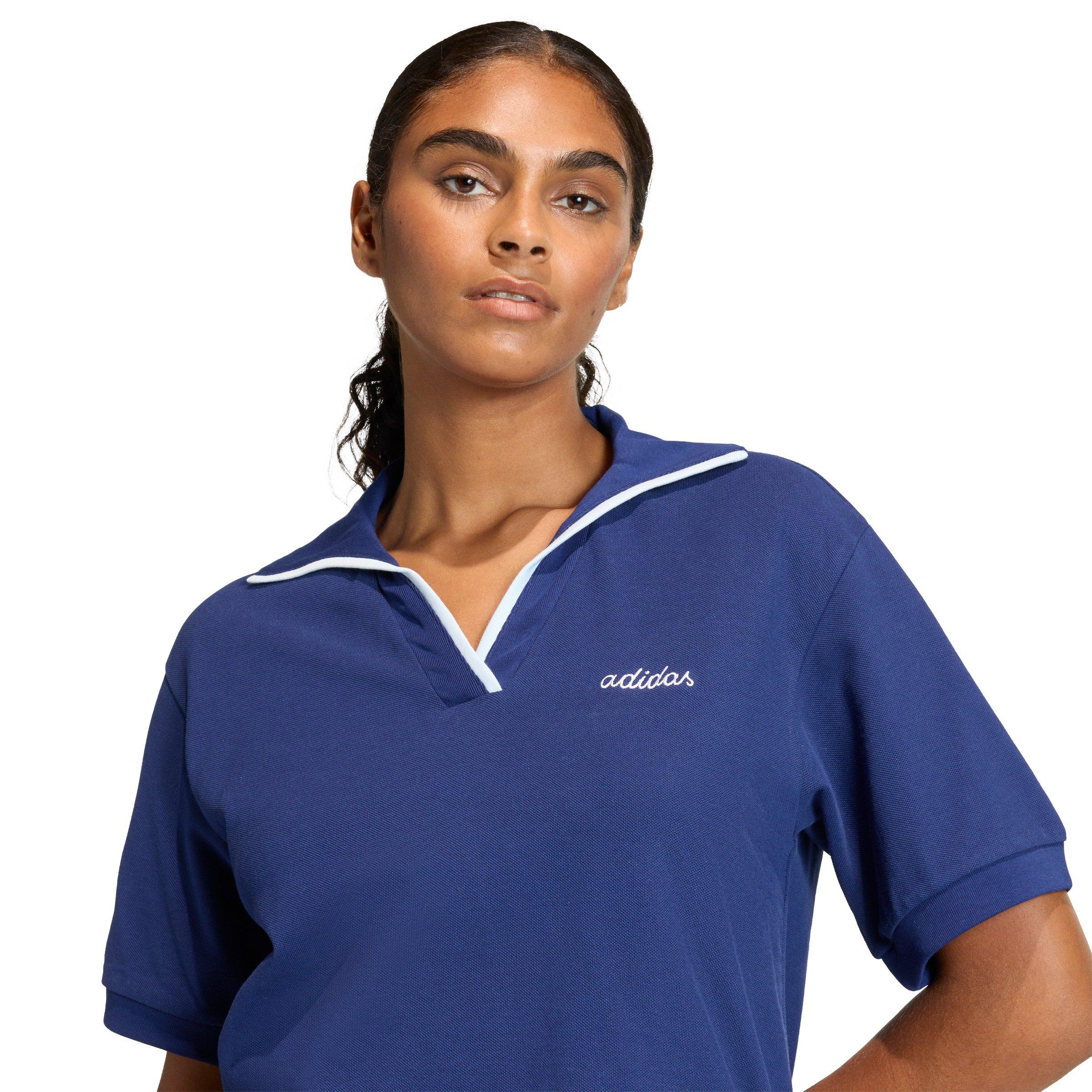 adidas Women's Seasonal Essentials Colorpop Polo with Embroidered Graphic - Dark Blue - DARK BLUE Thumbnail View 3
