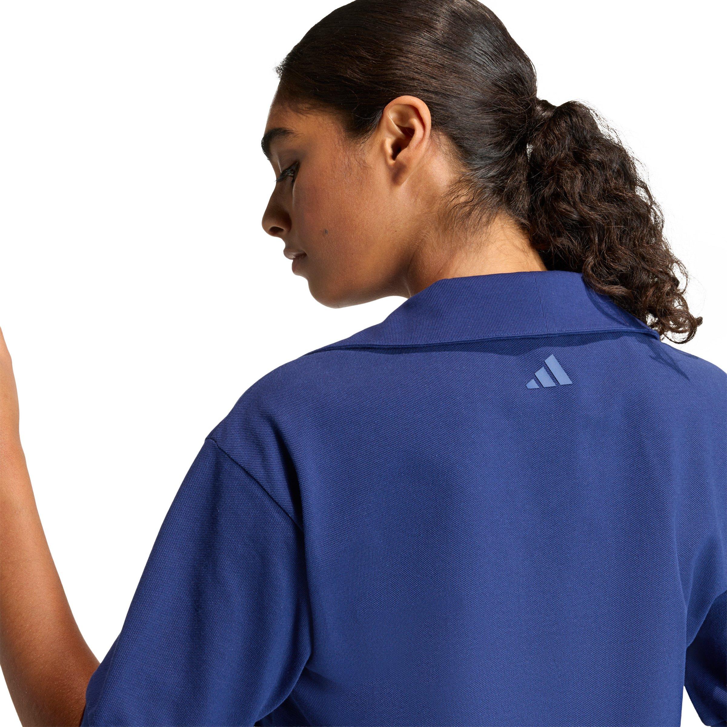 adidas Women's Seasonal Essentials Colorpop Polo with Embroidered Graphic - Dark Blue - DARK BLUE Thumbnail View 4