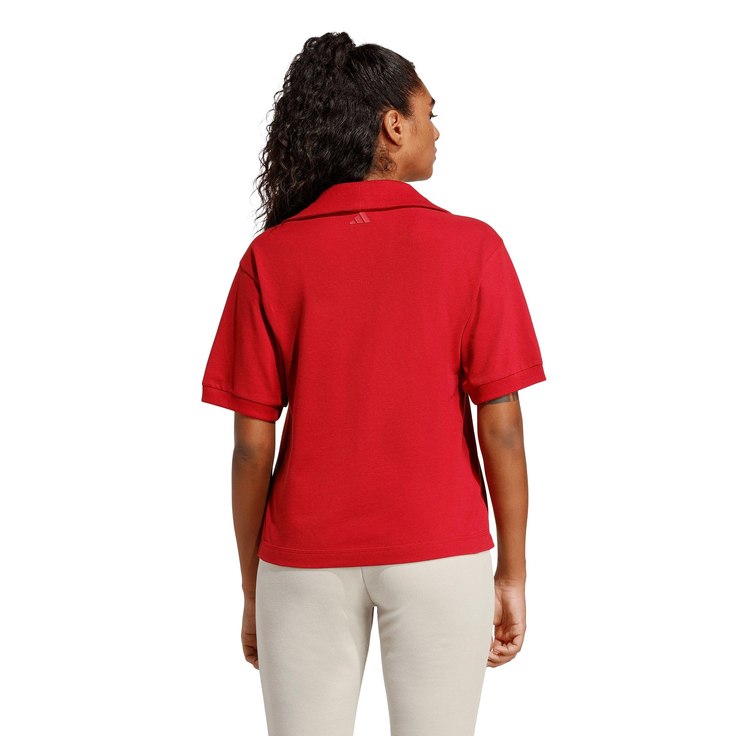 adidas Women's Seasonal Essentials Colorpop Polo with Embroidered Graphic - Red - RED Thumbnail View 2