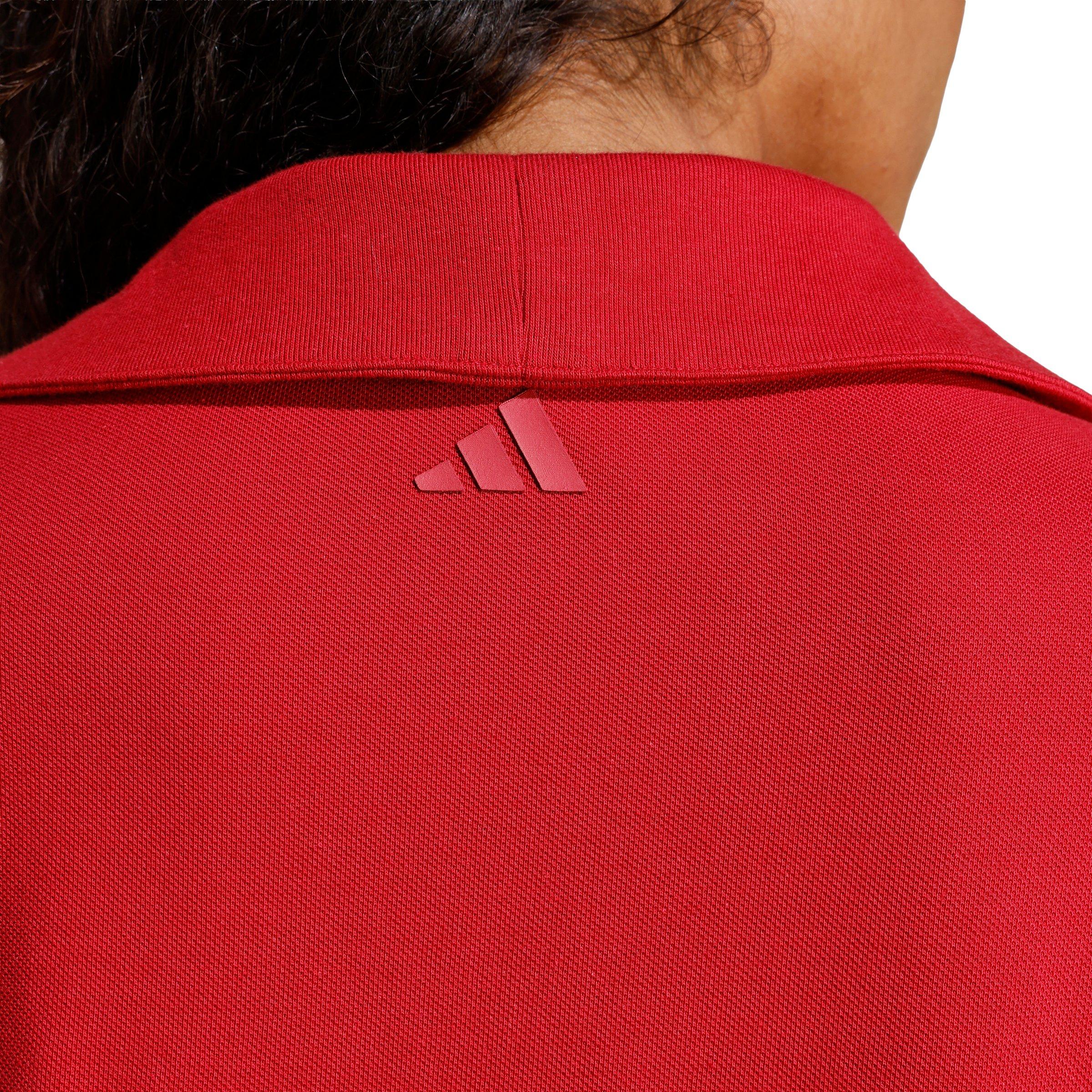 adidas Women's Seasonal Essentials Colorpop Polo with Embroidered Graphic - Red - RED Thumbnail View 3