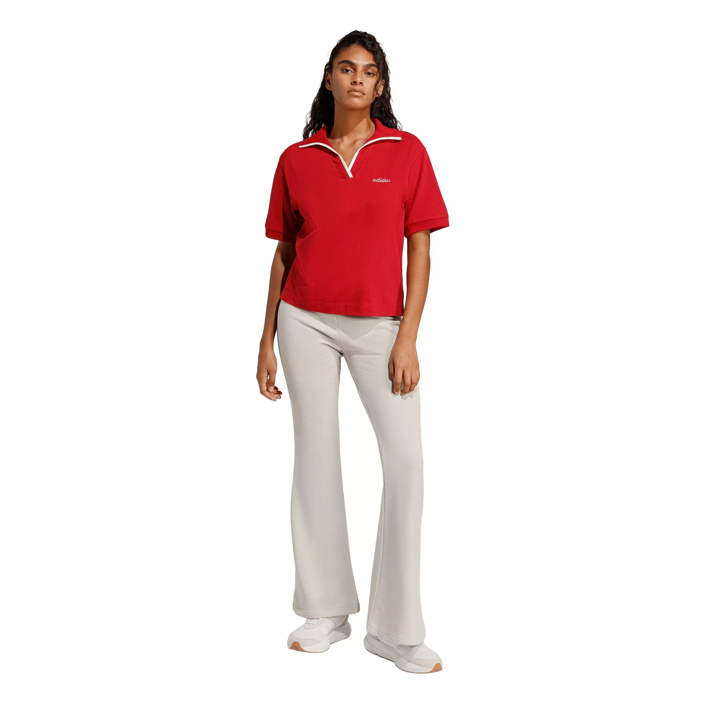 adidas Women's Seasonal Essentials Colorpop Polo with Embroidered Graphic - Red - RED