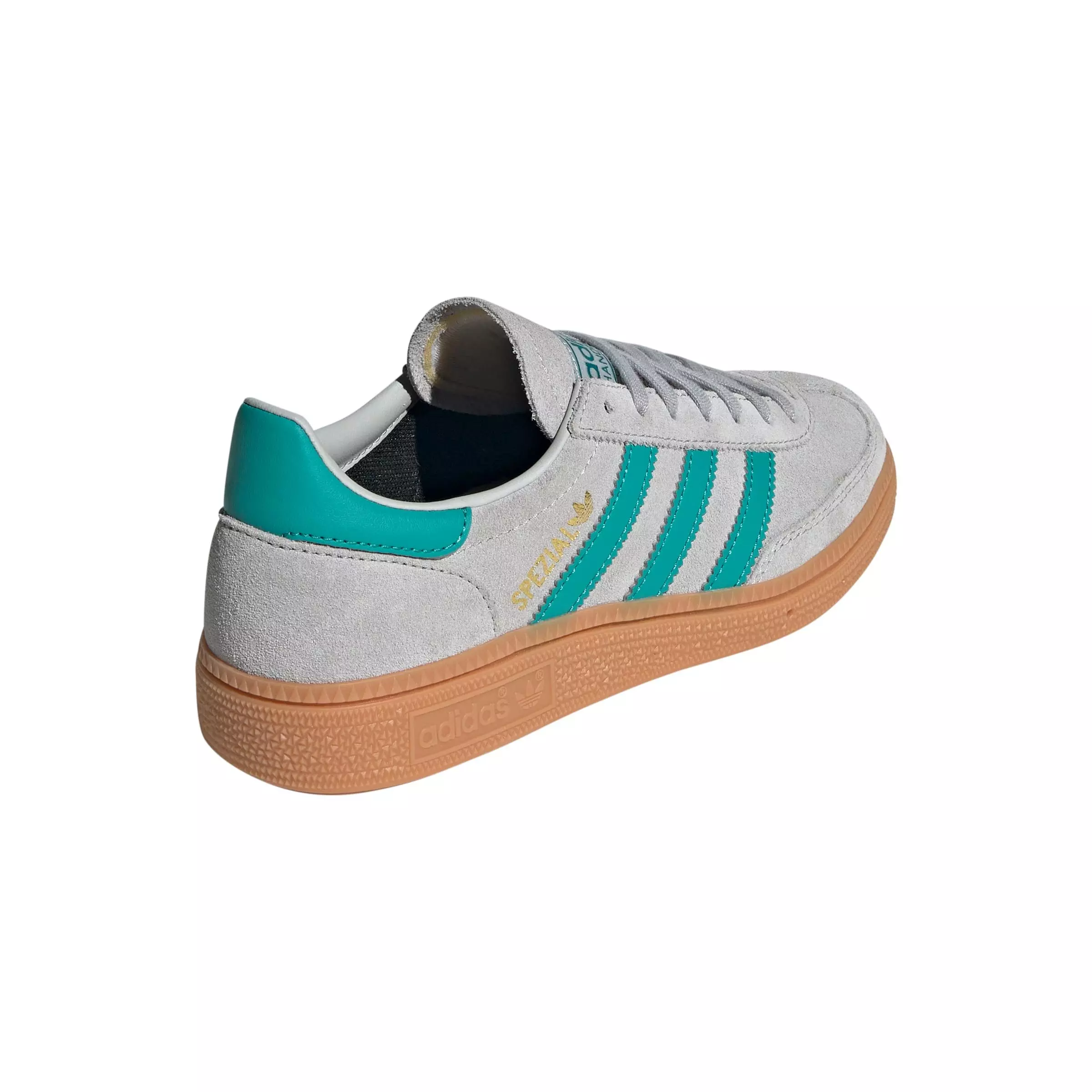 adidas Originals Handball Spezial "Grey Two/Pure Teal/Gum 2" Grade School Boys' Shoe - GREY/TEAL/GUM