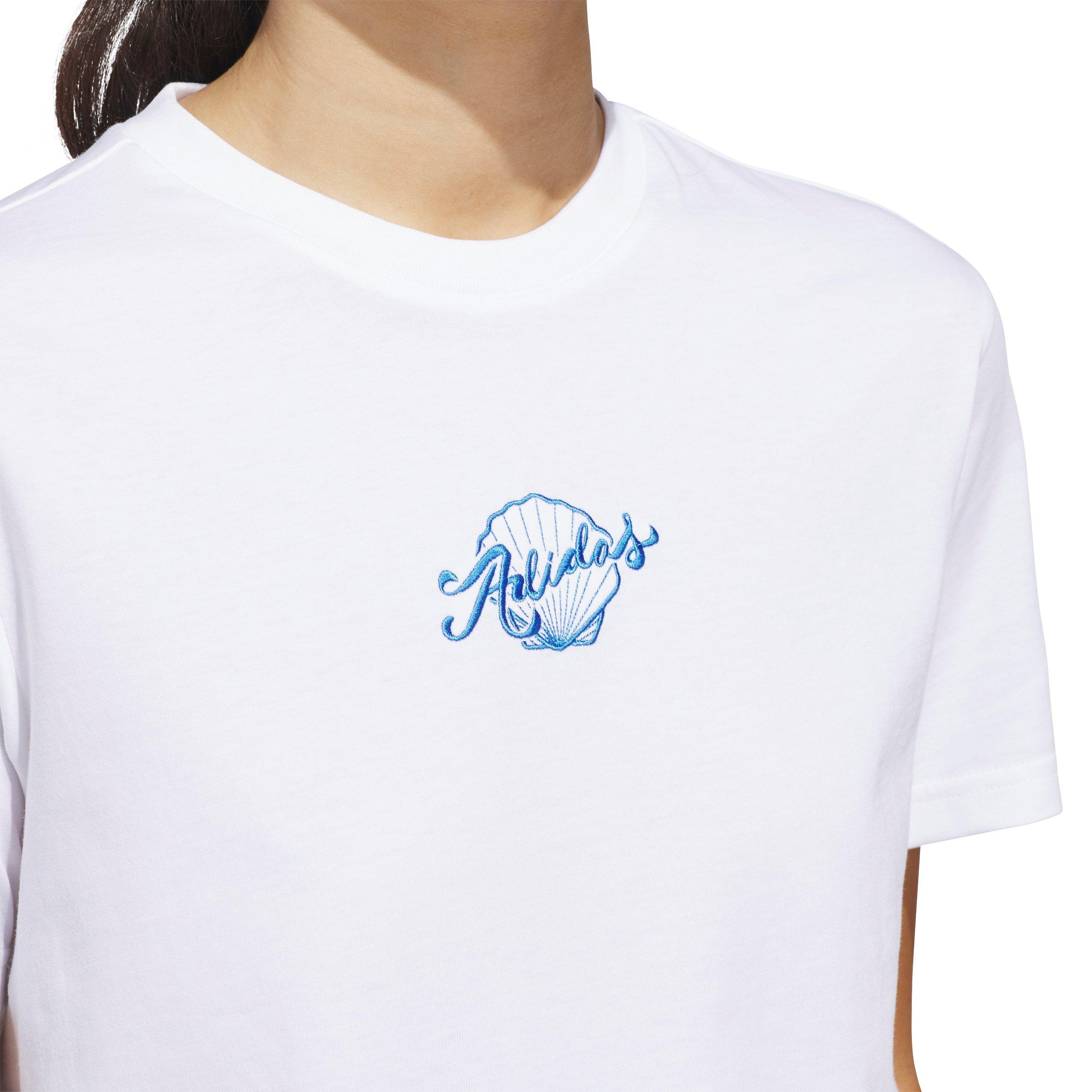 adidas Women's Seashell Logo Graphic T-Shirt - White - WHITE Thumbnail View 3