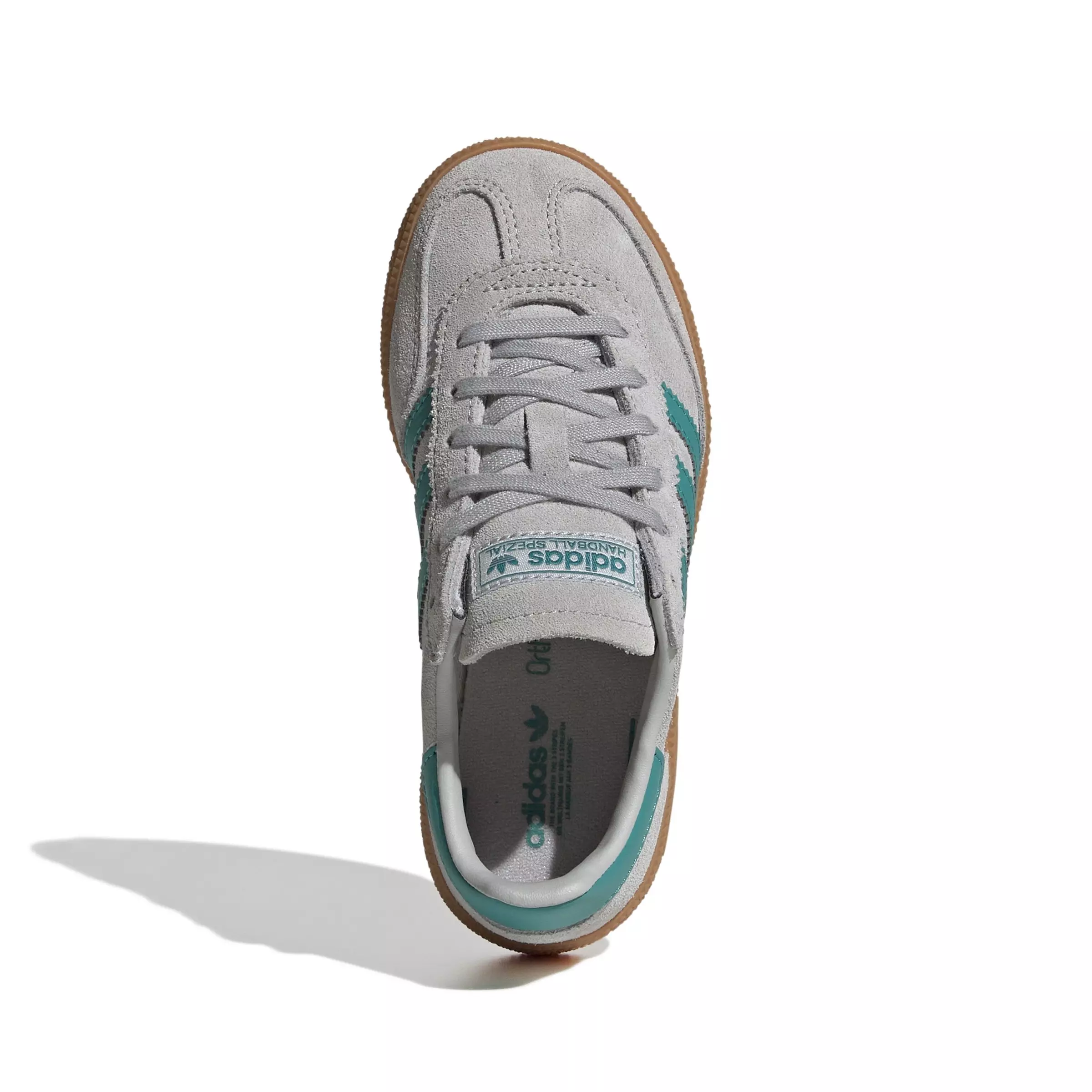 adidas Originals Handball Spezial "Grey Two/Pure Teal/Gum 2" Preschool Boys' Shoe - GREY/TEAL/GUM