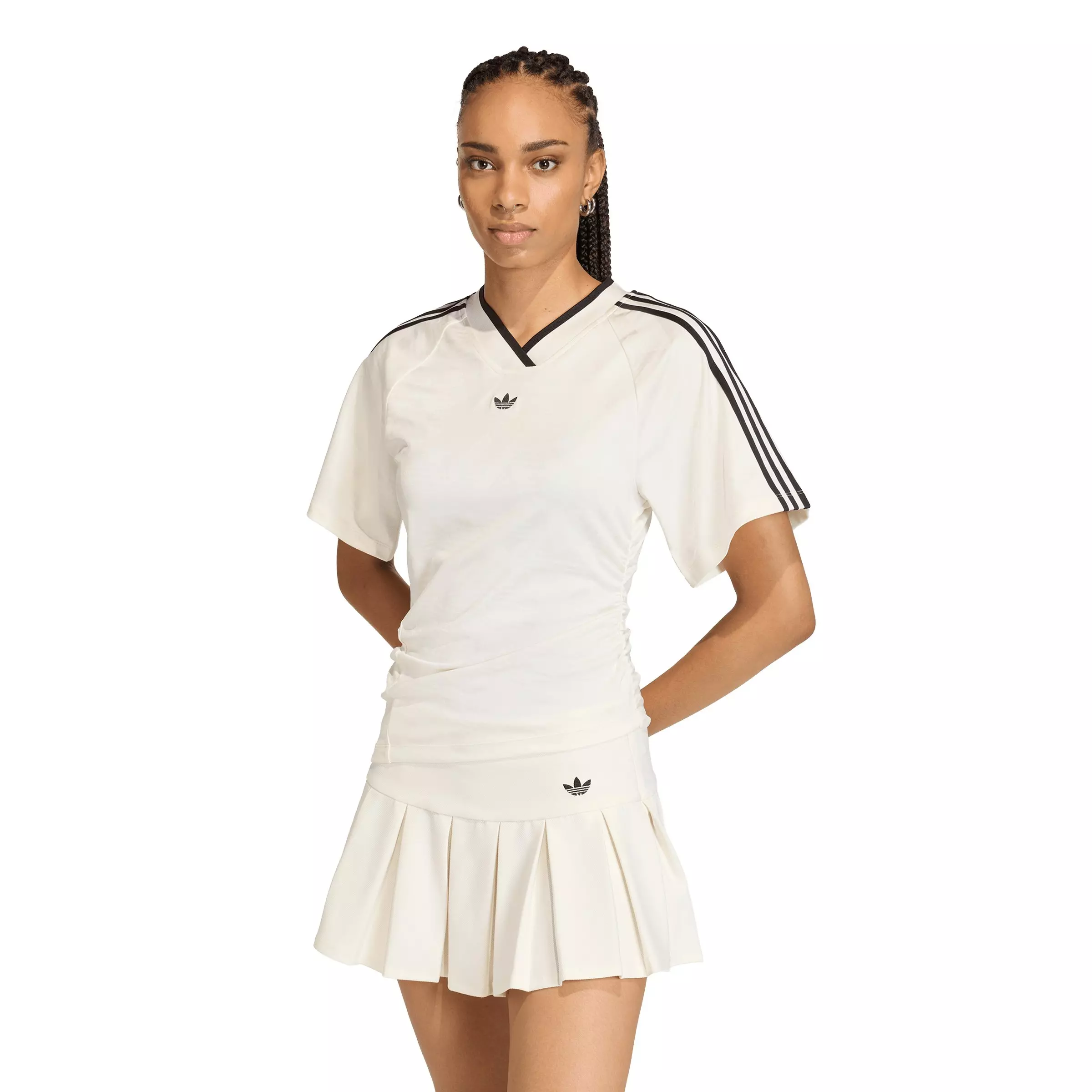 adidas Originals Women's Rouched Football Jersey - Off-White - OFF-WHITE