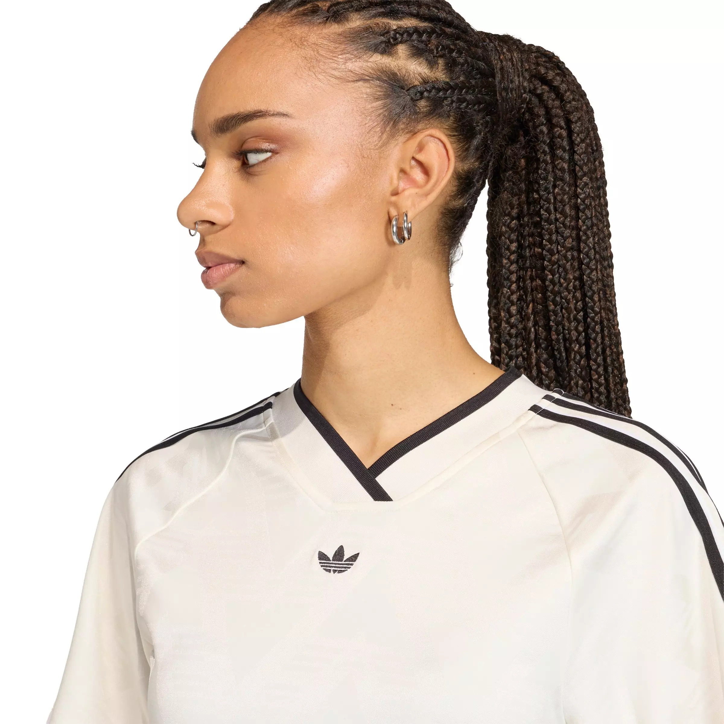 adidas Originals Women's Rouched Football Jersey - Off-White - OFF-WHITE