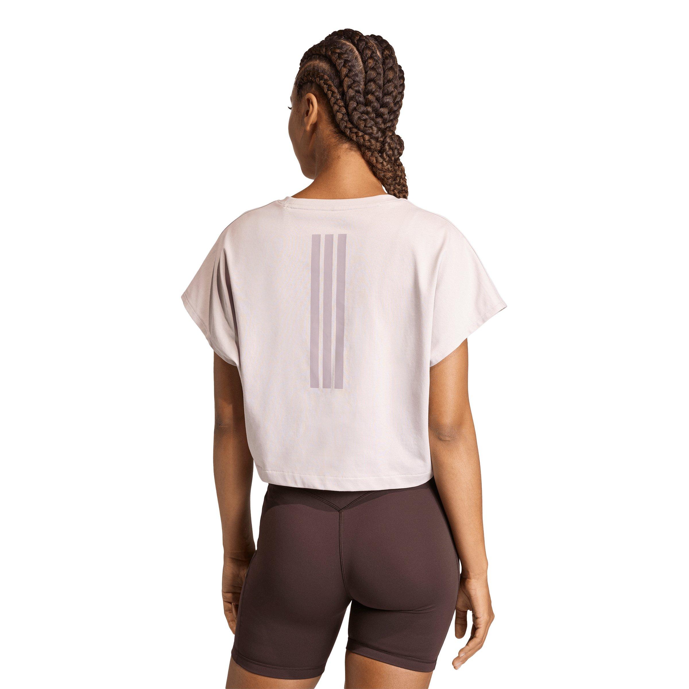 adidas Women's Power Workout Cropped Boxy 3-Stripes Tank - Light Purple - LIGHT PURPLE Thumbnail View 2
