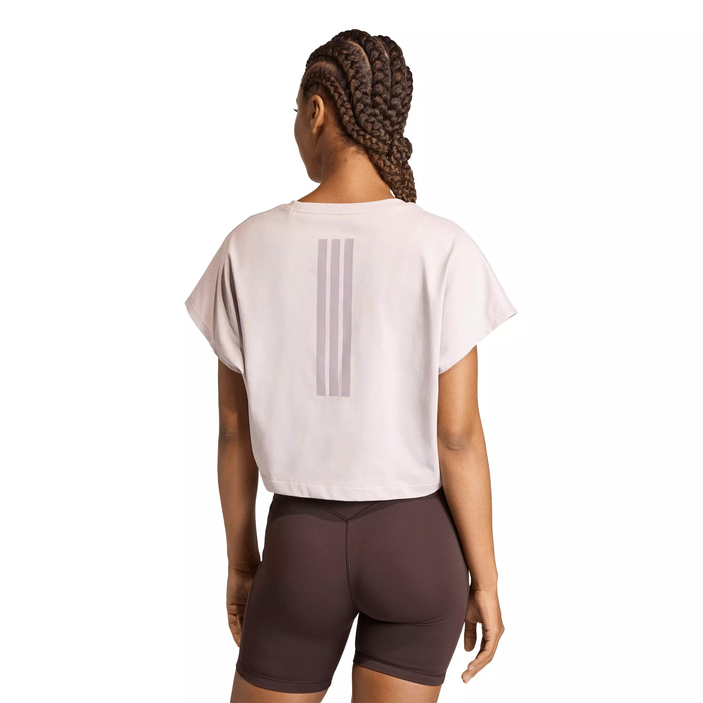 adidas Women's Power Workout Cropped Boxy 3-Stripes Tank - Light Purple - LIGHT PURPLE