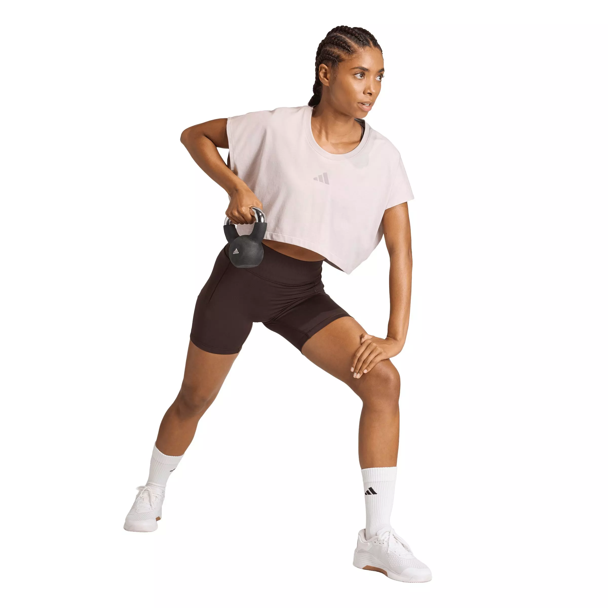 adidas Women's Power Workout Cropped Boxy 3-Stripes Tank - Light Purple - LIGHT PURPLE