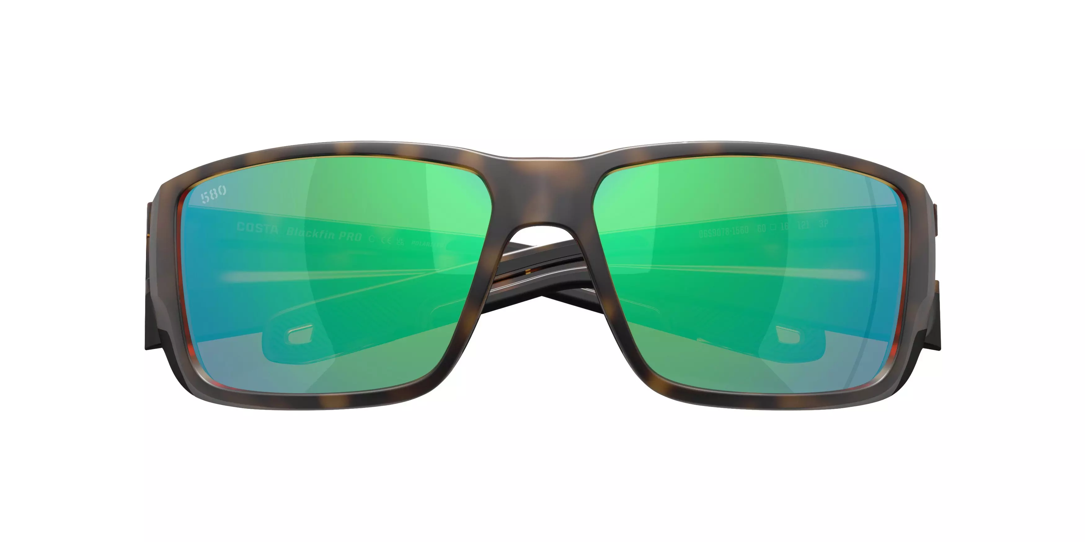 Costa Del Mar Blackfin Pro Green Mirror 580G Polarized Sunglasses - Matte Tortoise - BROWN/GREEN