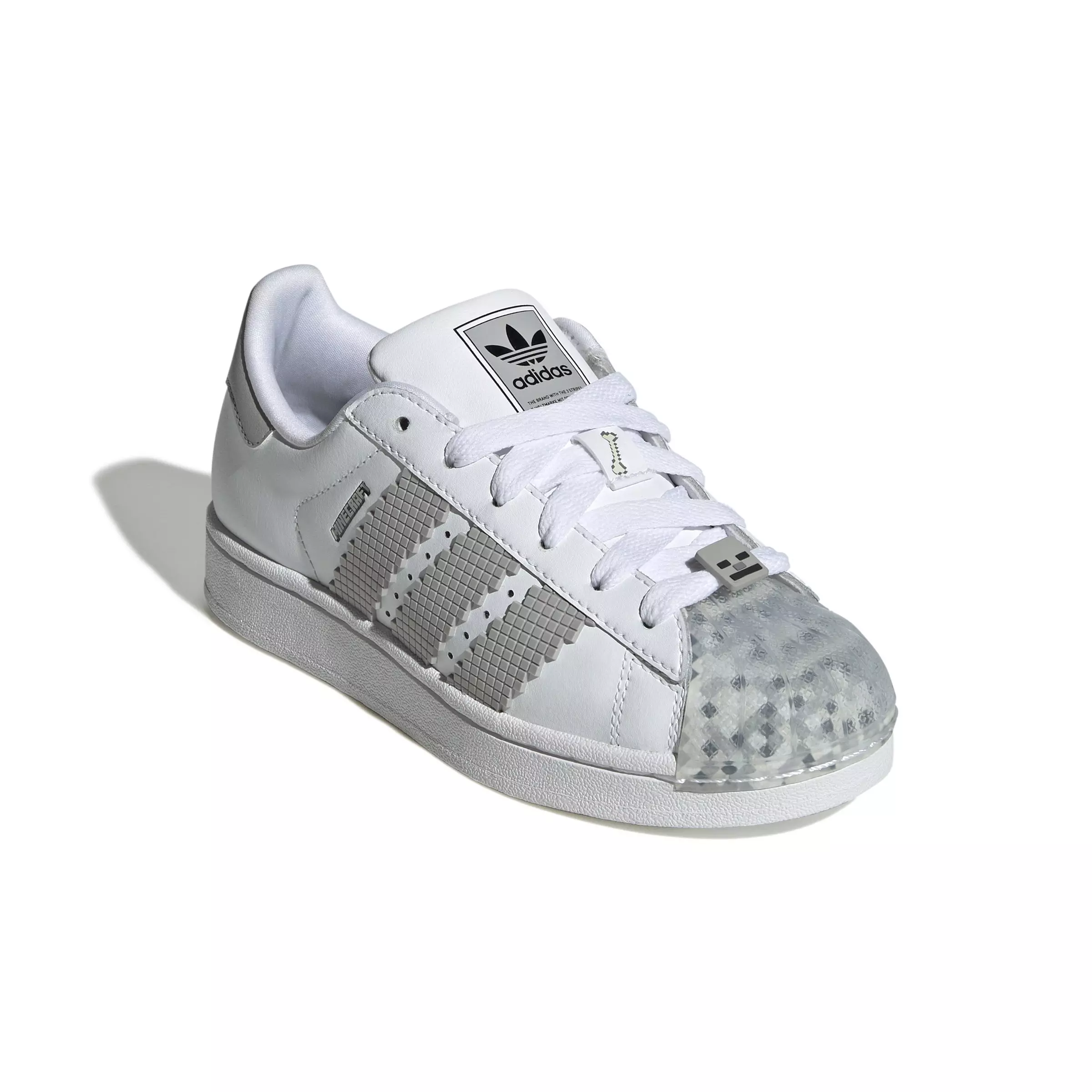 adidas Originals Superstar II X Minecraft "Ftwr White/Grey Two/Core Black" Grade School Boys' Shoe - WHITE/GREY/BLACK