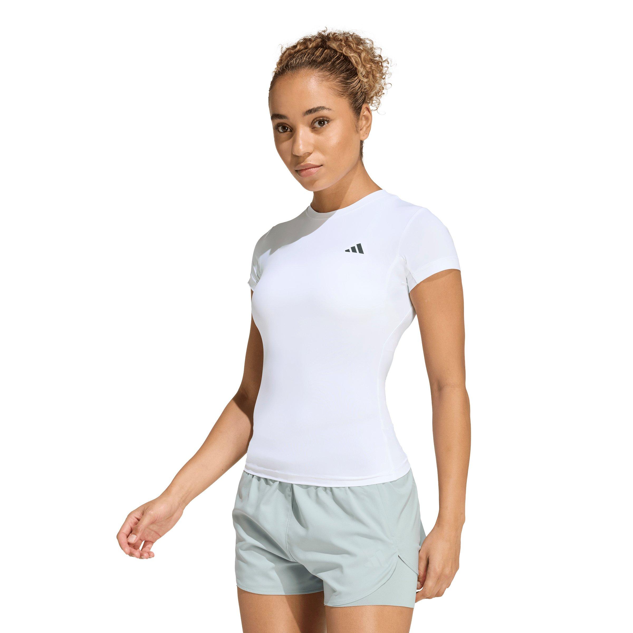 adidas Women's Power Essentials Workout Contour T-Shirt - White - WHITE Thumbnail View 1