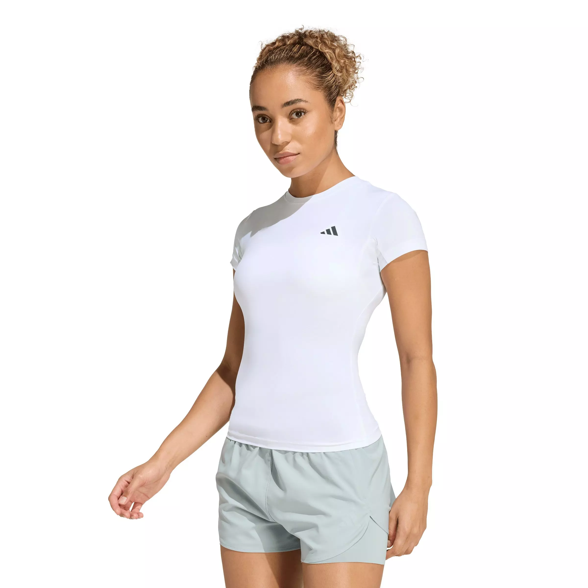 adidas Women's Power Essentials Workout Contour T-Shirt - White - WHITE