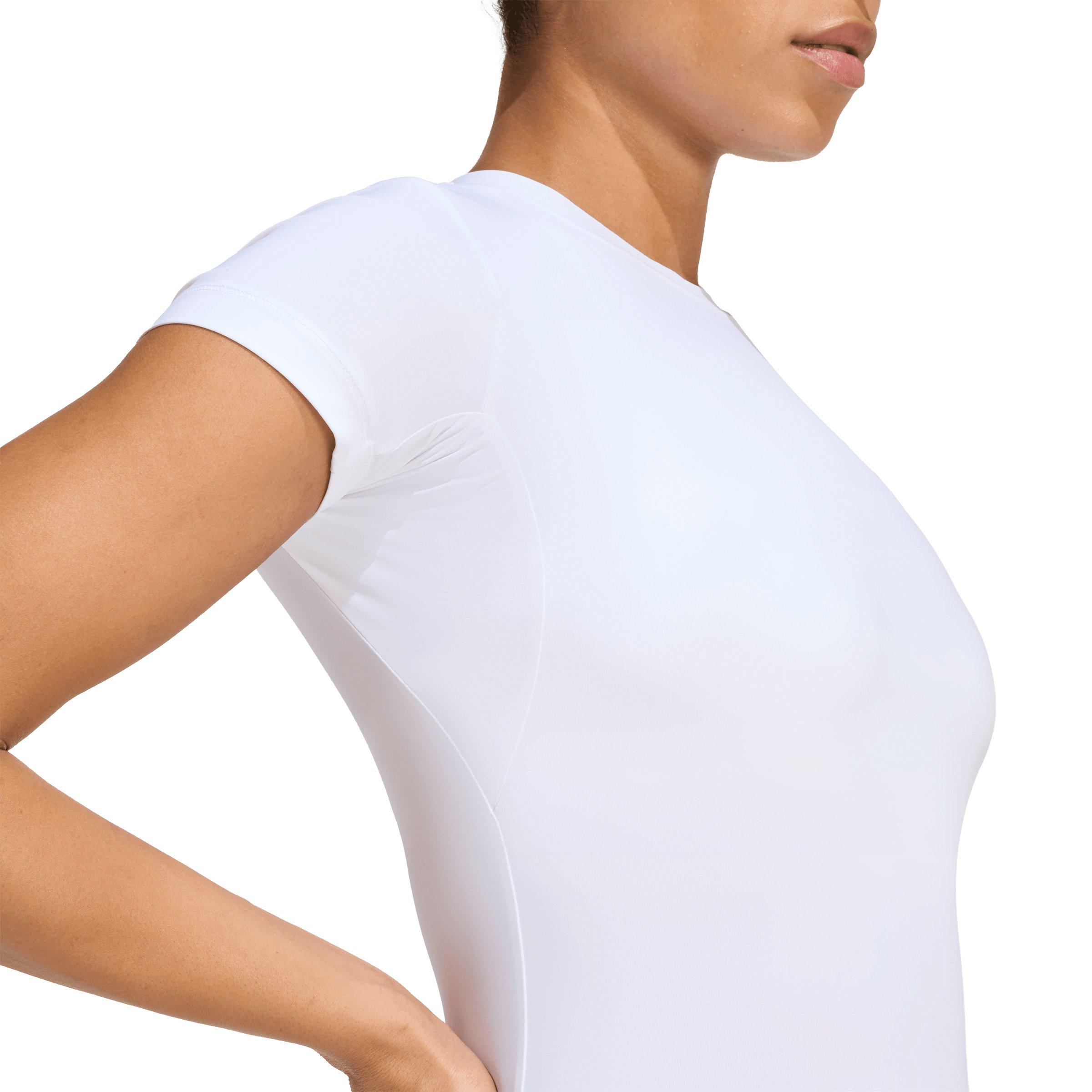 adidas Women's Power Essentials Workout Contour T-Shirt - White - WHITE Thumbnail View 3