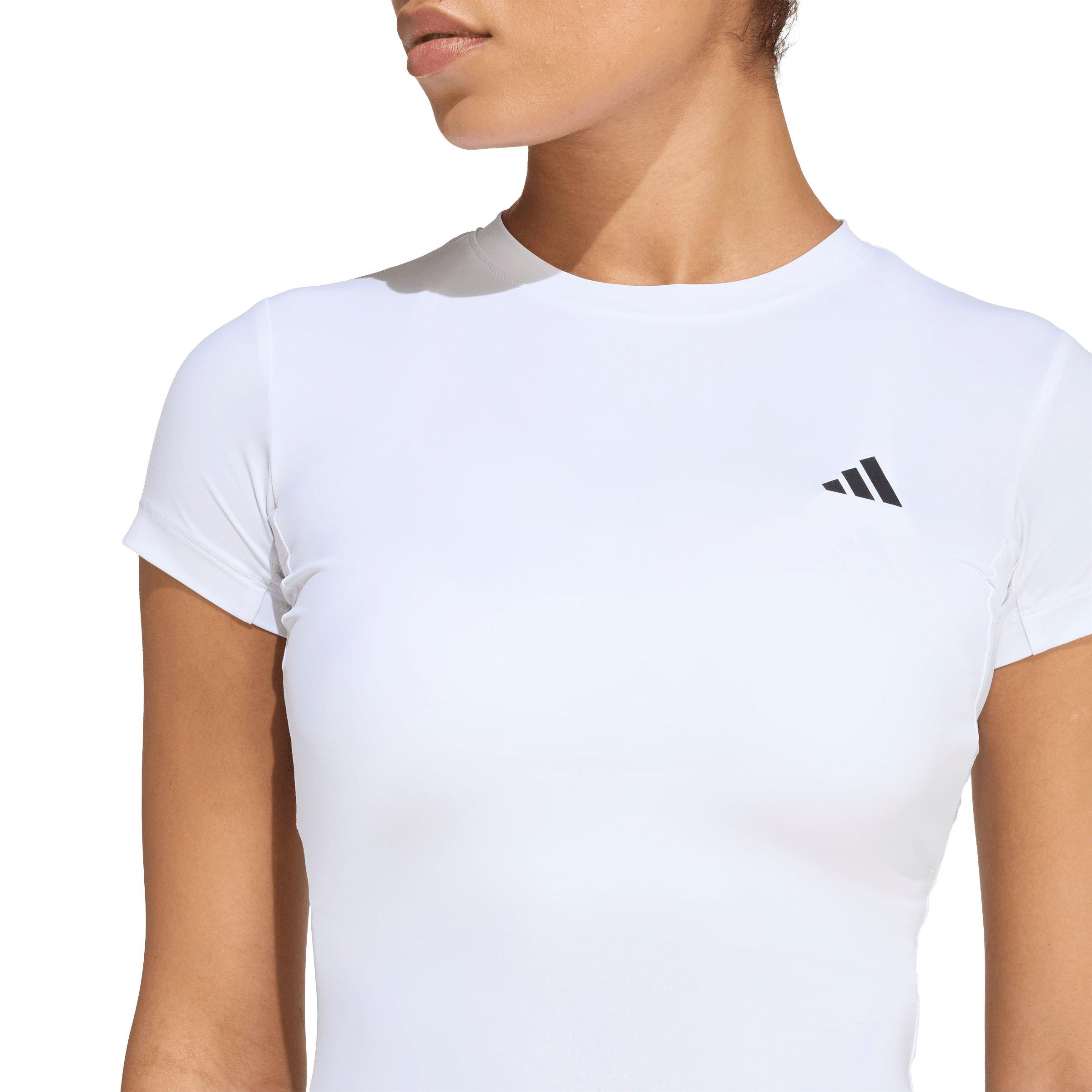 adidas Women's Power Essentials Workout Contour T-Shirt - White - WHITE Thumbnail View 4