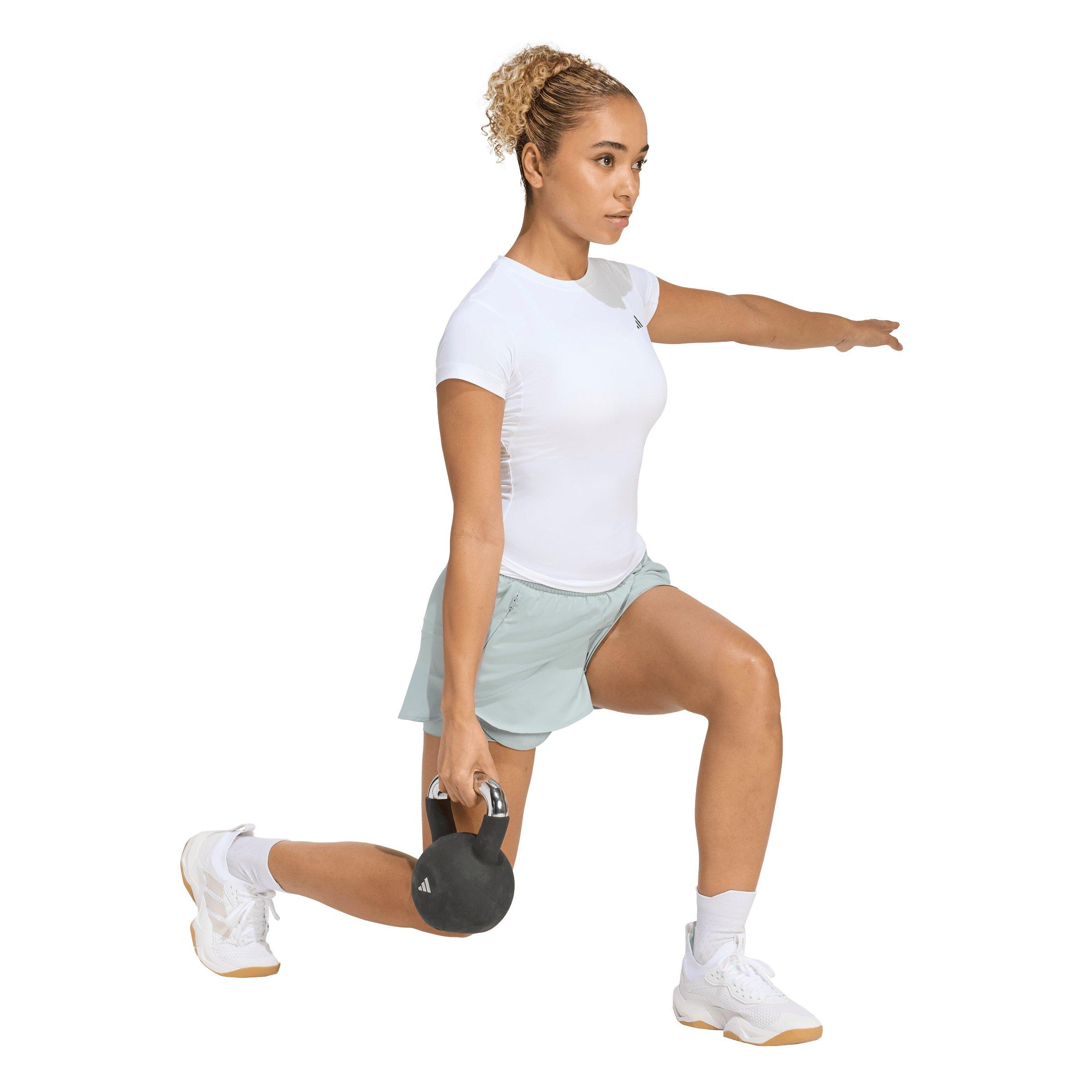 adidas Women's Power Essentials Workout Contour T-Shirt - White - WHITE Thumbnail View 5