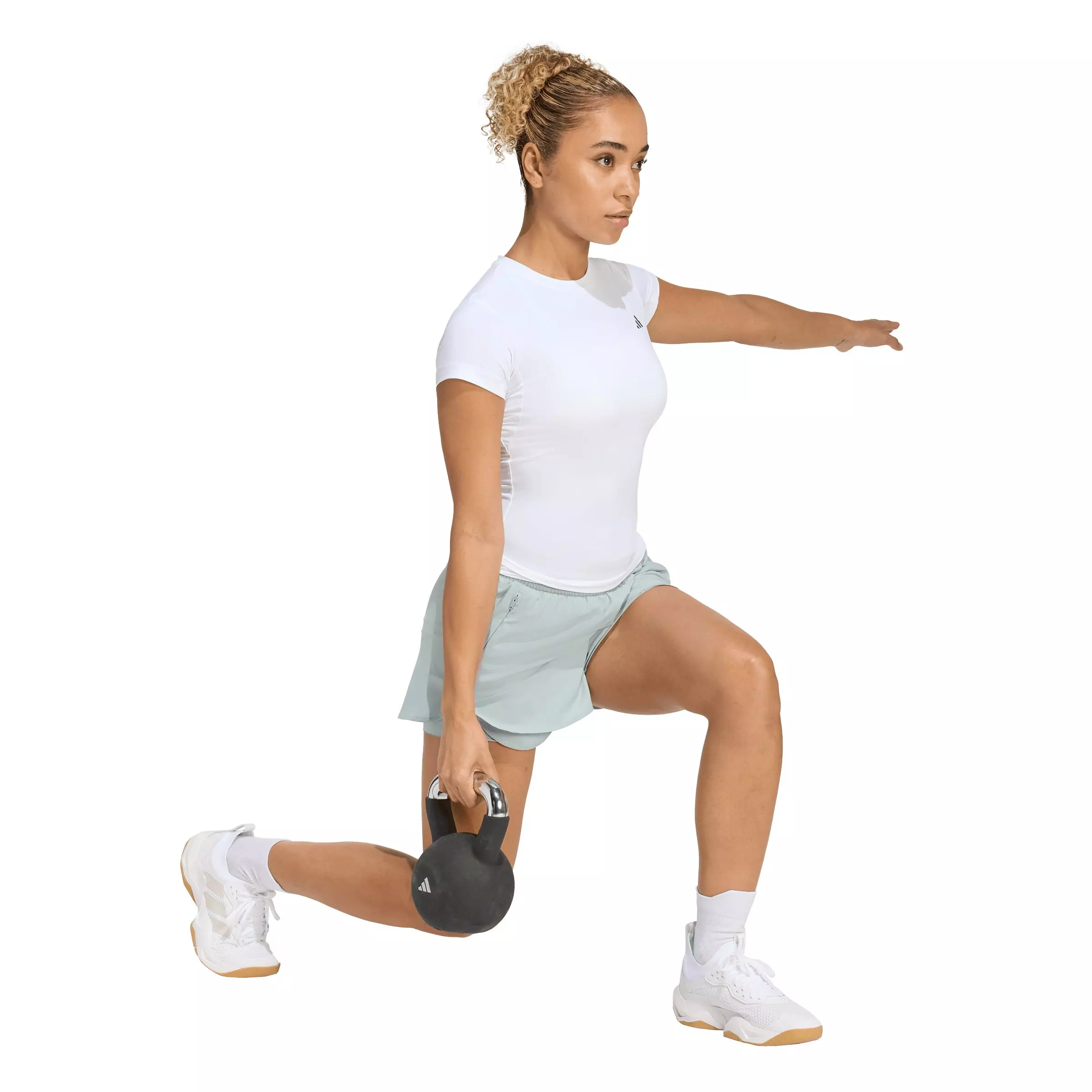 adidas Women's Power Essentials Workout Contour T-Shirt - White - WHITE