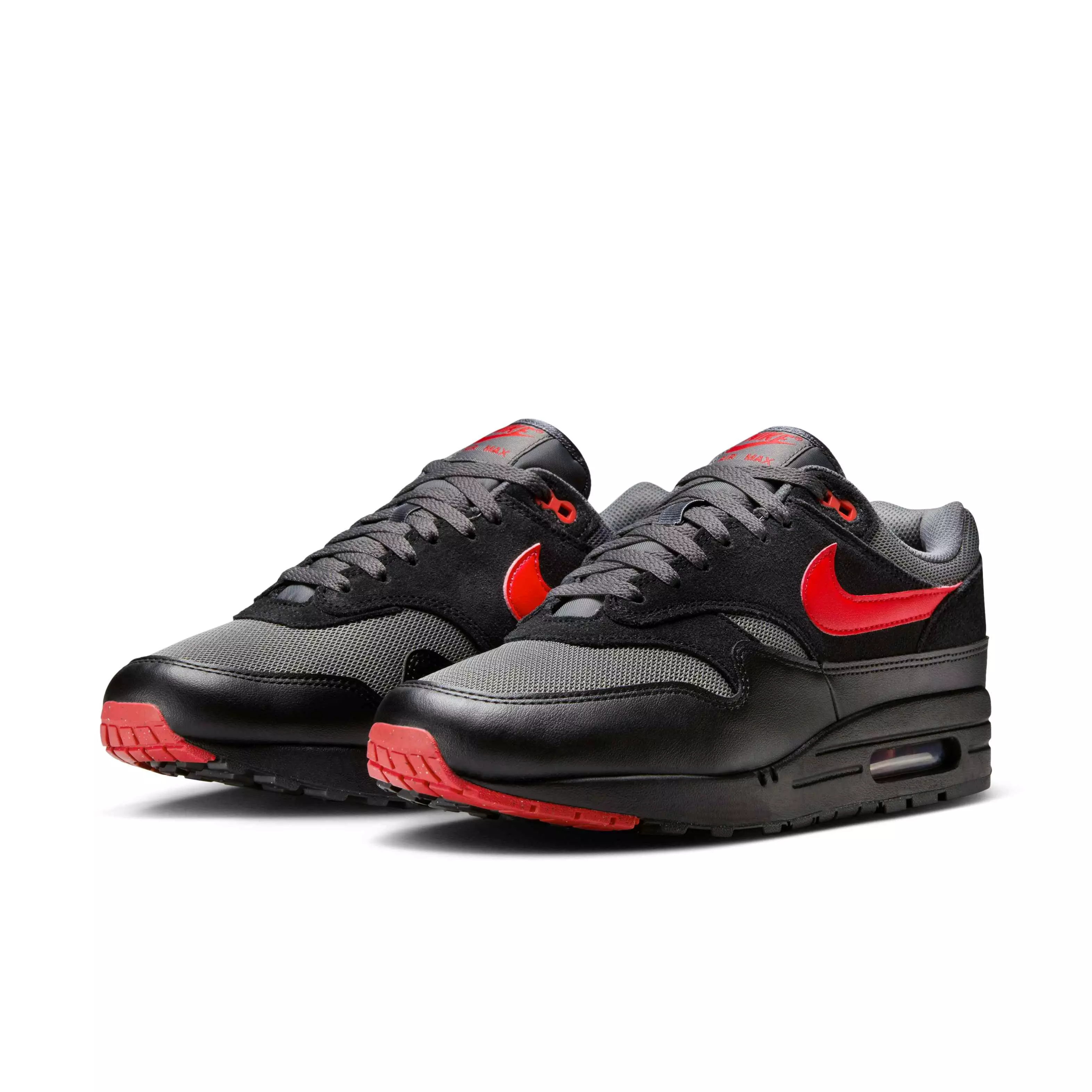 Nike Air Max 1 Essential "Black/Iron Grey/University Red" Men's Shoe - BLACK/GREY/RED