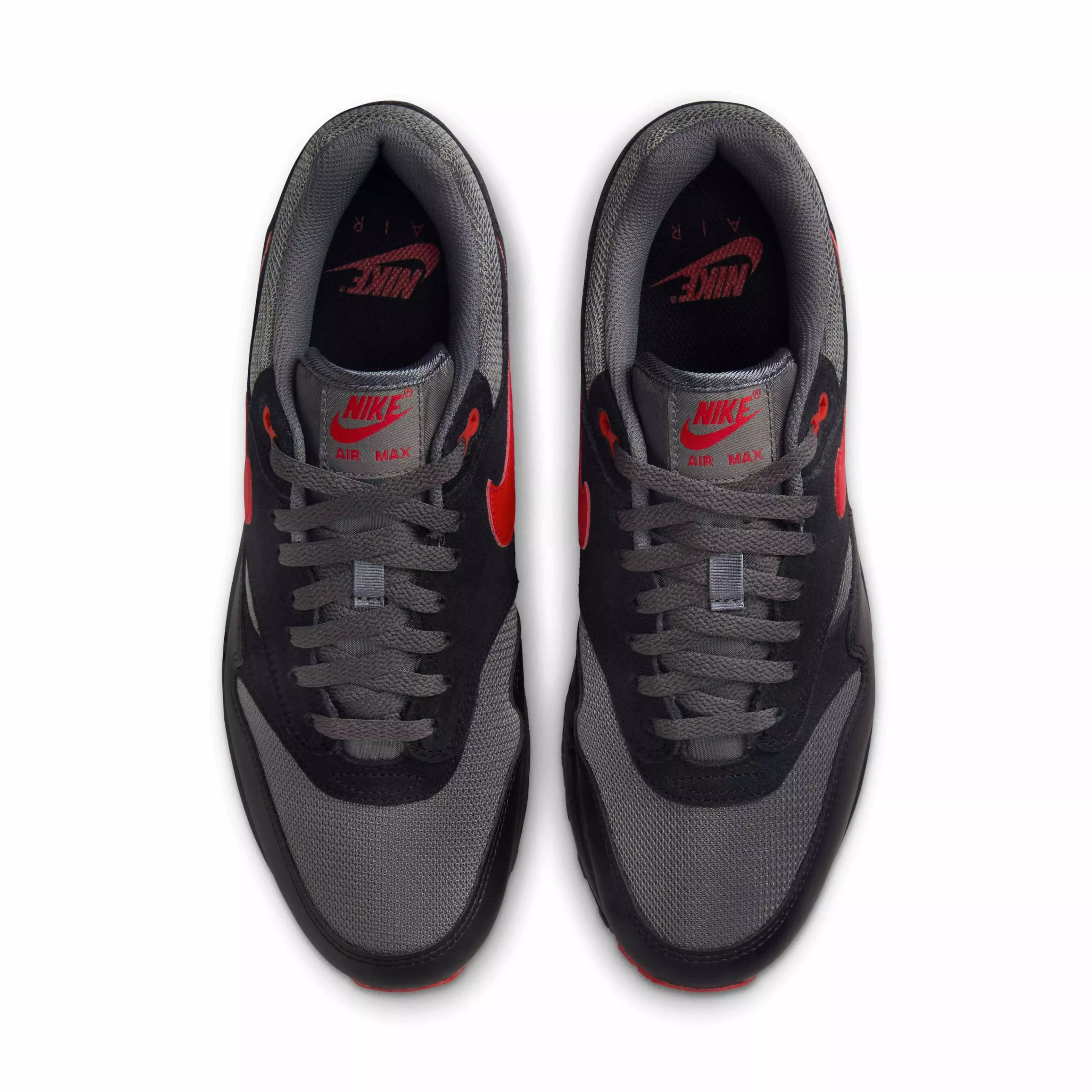 Nike Air Max 1 Essential "Black/Iron Grey/University Red" Men's Shoe - BLACK/GREY/RED