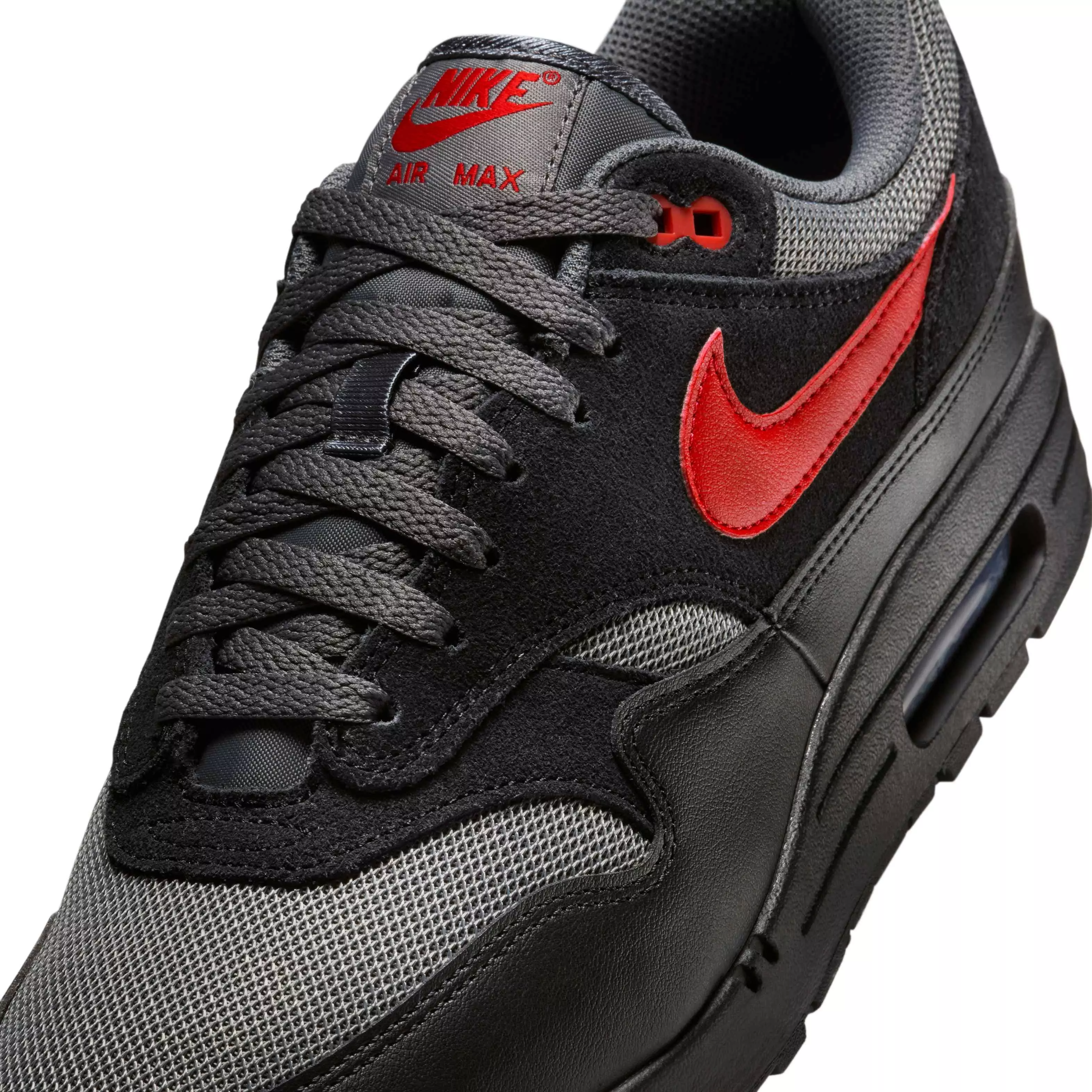 Nike Air Max 1 Essential "Black/Iron Grey/University Red" Men's Shoe - BLACK/GREY/RED