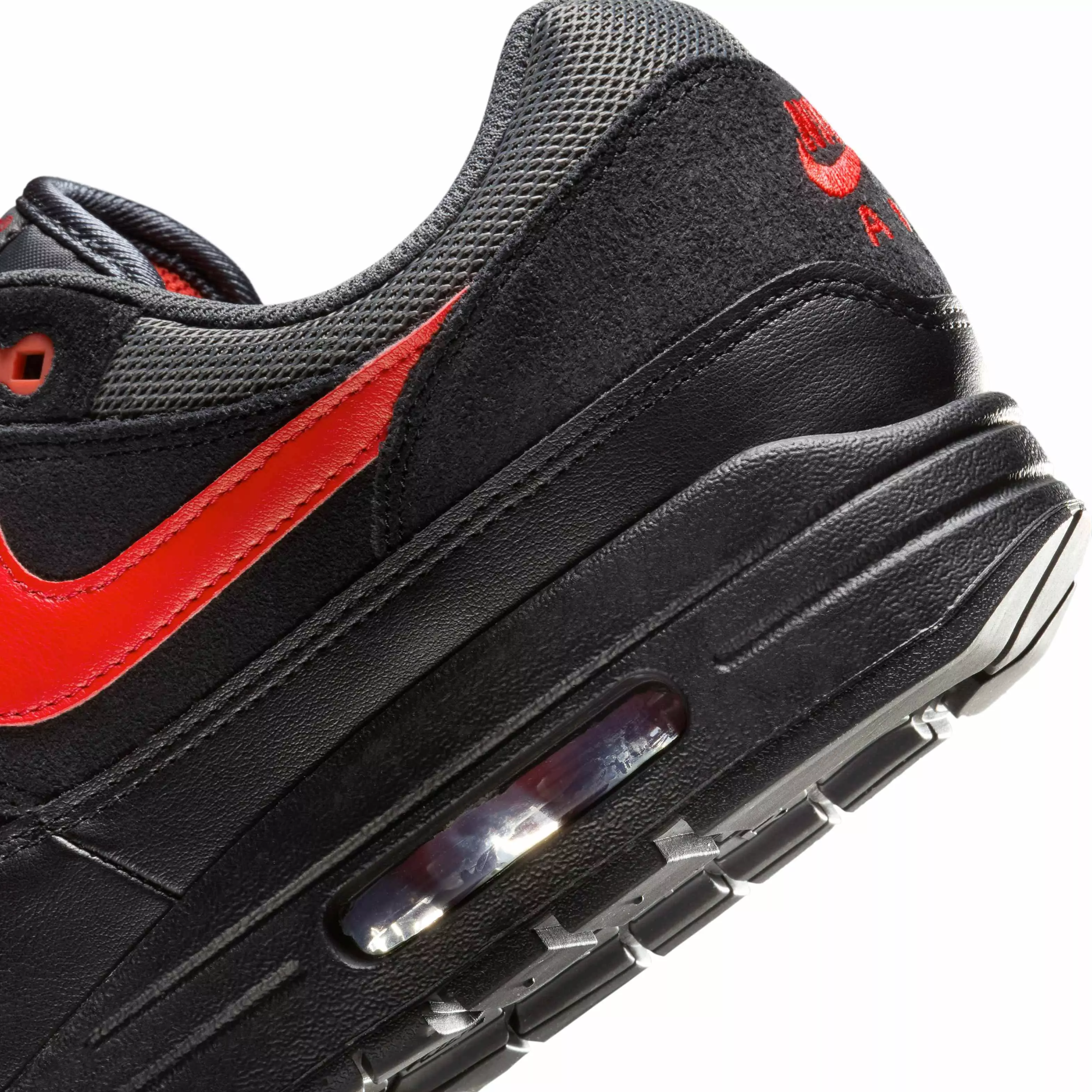 Nike Air Max 1 Essential "Black/Iron Grey/University Red" Men's Shoe - BLACK/GREY/RED