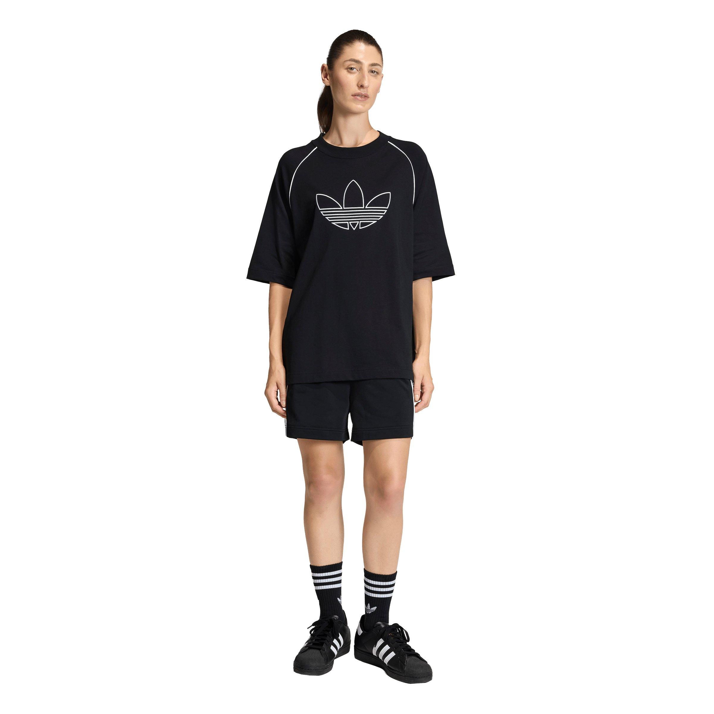 adidas Originals Women's Adilenium Oversized T-Shirt - Black - BLACK Thumbnail View 5