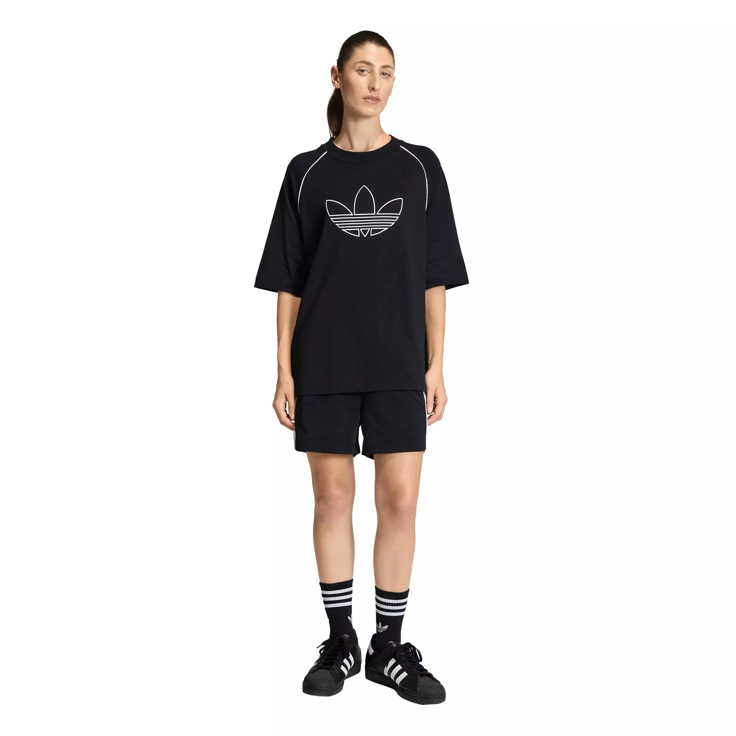 adidas Originals Women's Adilenium Oversized T-Shirt - Black - BLACK