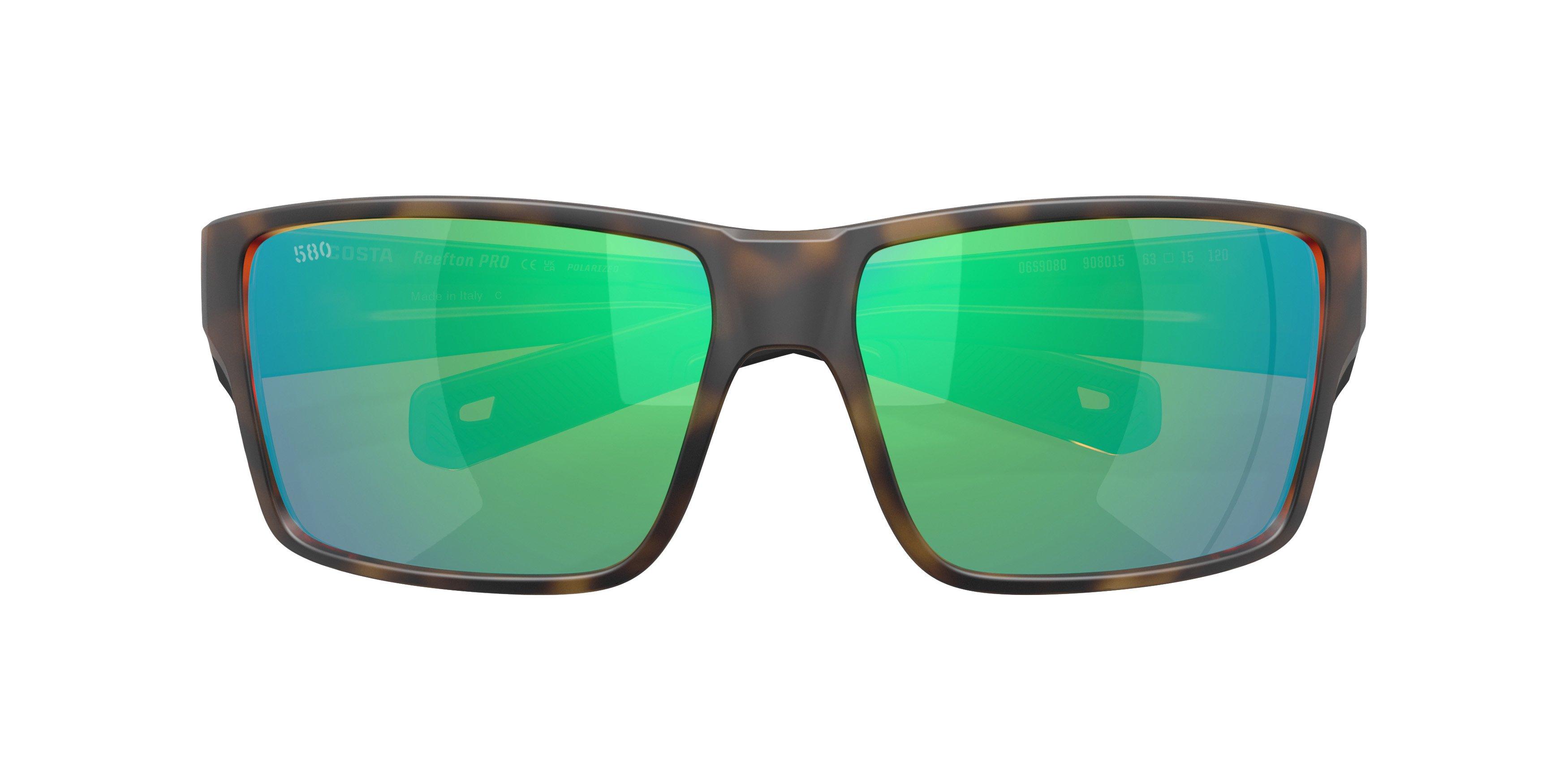 Costa Del Mar Reefton Pro Green Mirror 580G Polarized Sunglasses - Matte Tortoise - BROWN/GREEN Thumbnail View 7