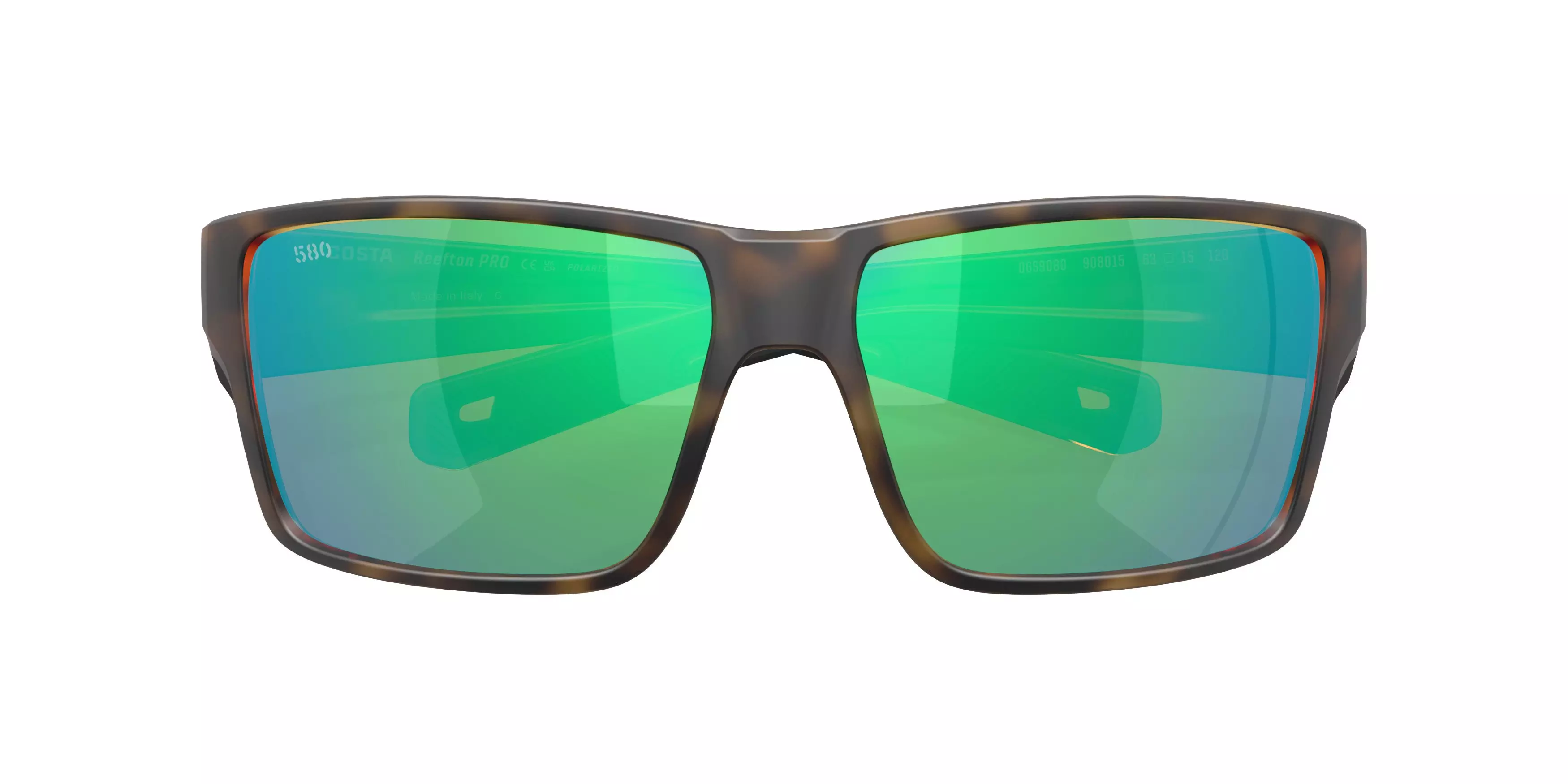 Costa Del Mar Reefton Pro Green Mirror 580G Polarized Sunglasses - Matte Tortoise - BROWN/GREEN
