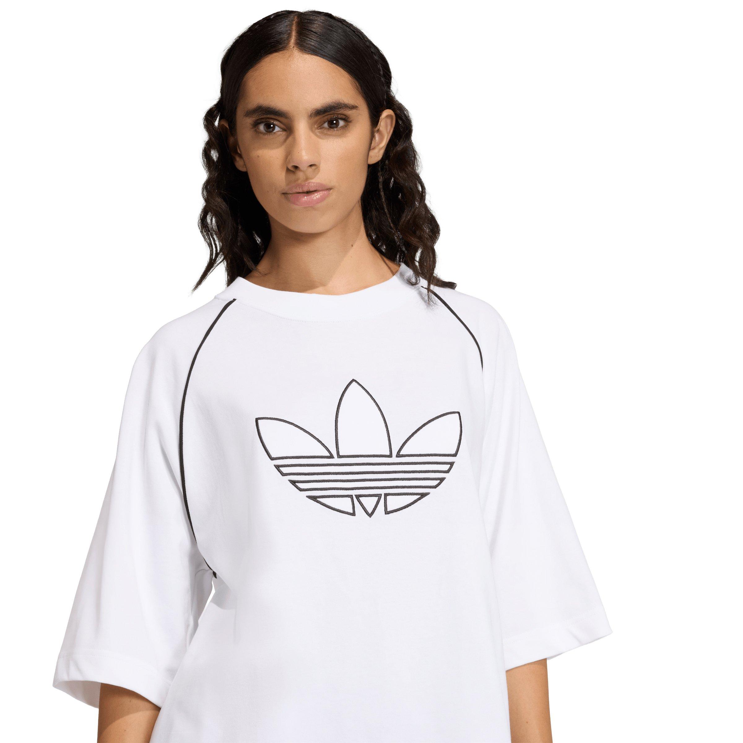 adidas Originals Women's Adilenium Oversized T-Shirt - White - WHITE Thumbnail View 3