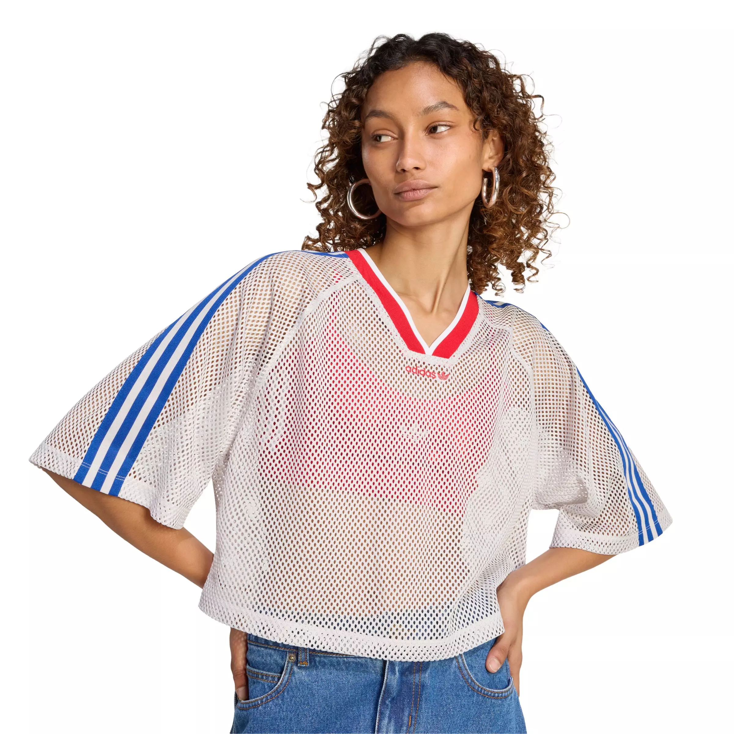 adidas Originals Women's Mesh Short Sleeve Tee - Pearl - PEARL