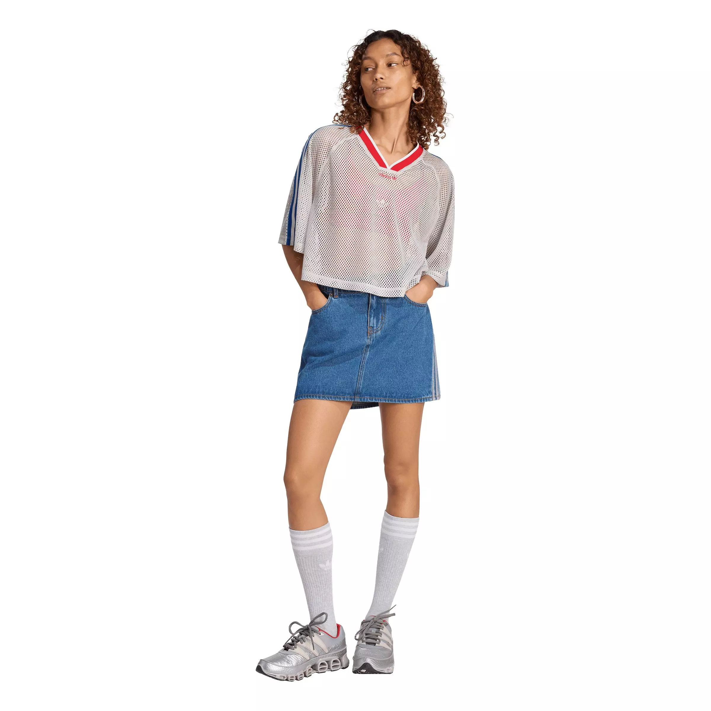 adidas Originals Women's Mesh Short Sleeve Tee - Pearl - PEARL