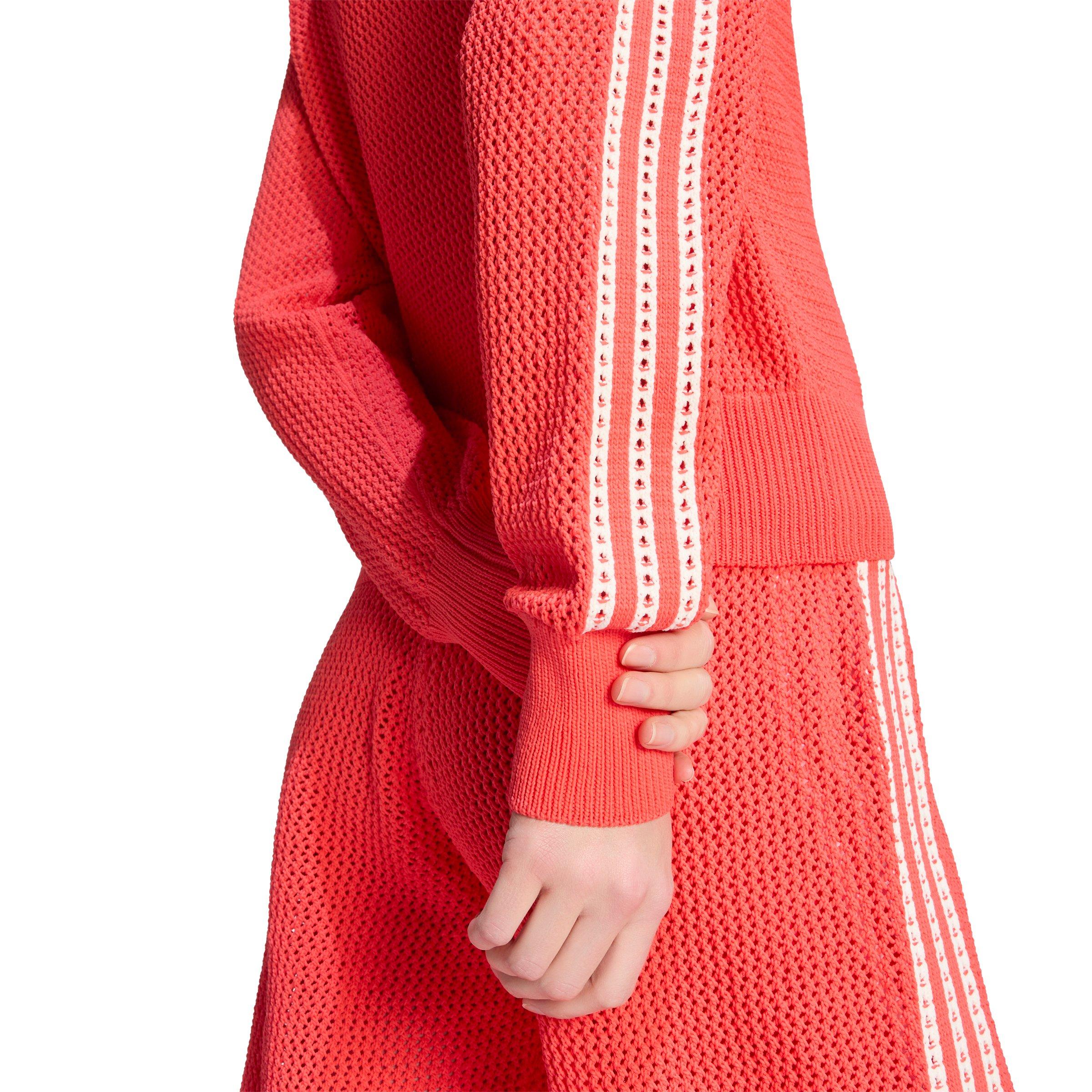 adidas Originals Women's Knitted Crochet Firebird Track Jacket - Red - RED Thumbnail View 4