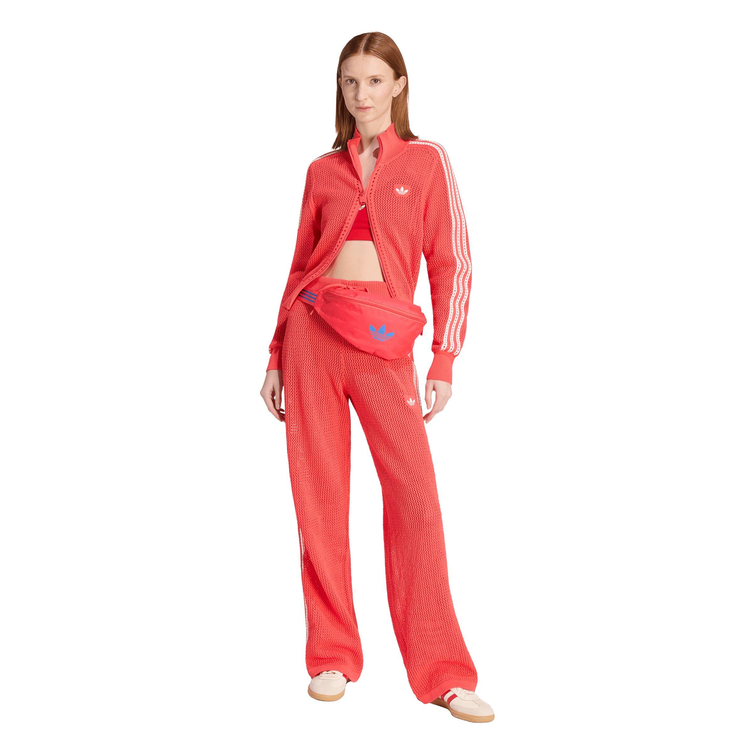 adidas Originals Women's Knitted Crochet Firebird Track Jacket - Red - RED Thumbnail View 5